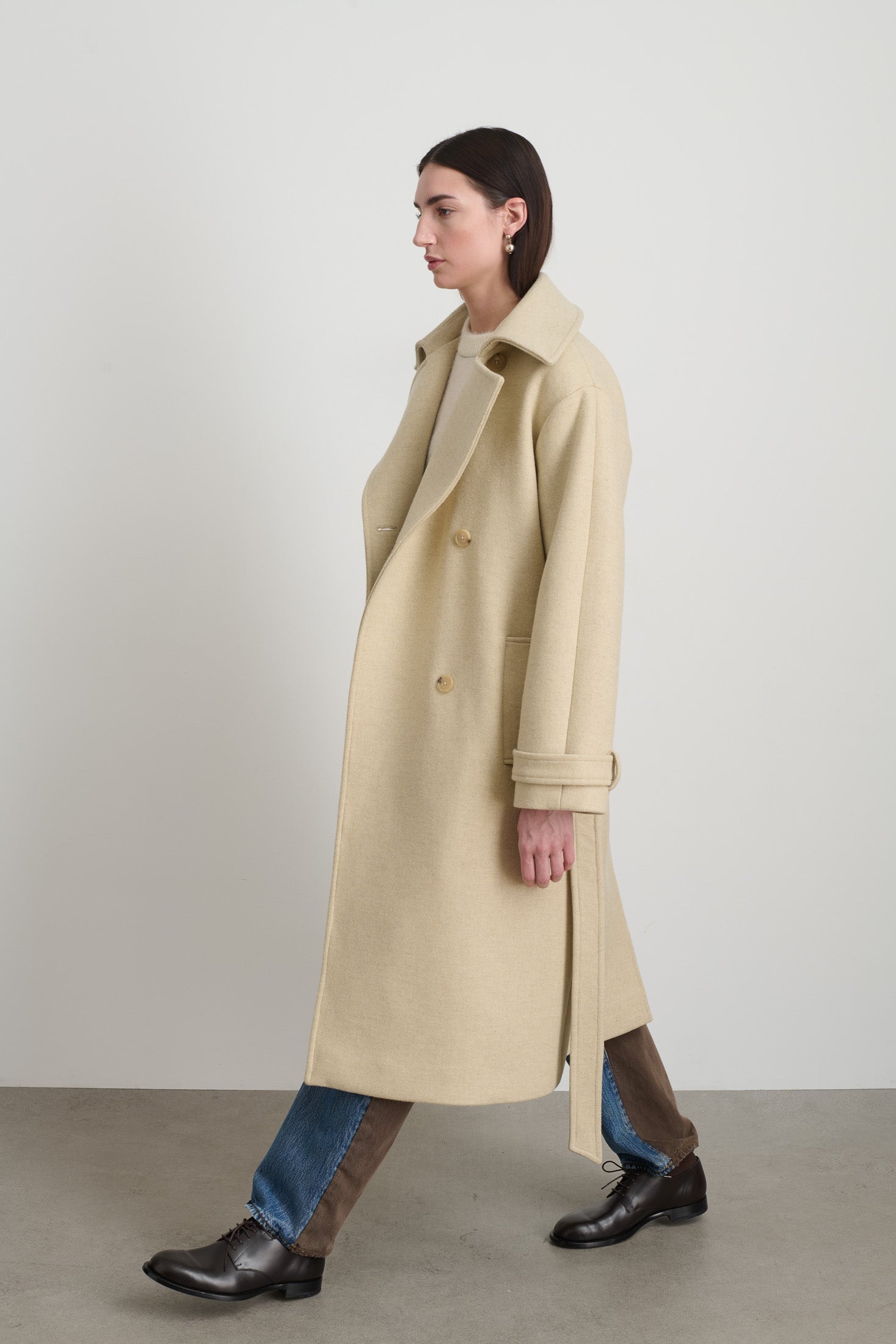 Brie Wool Coat Alabaster Melton