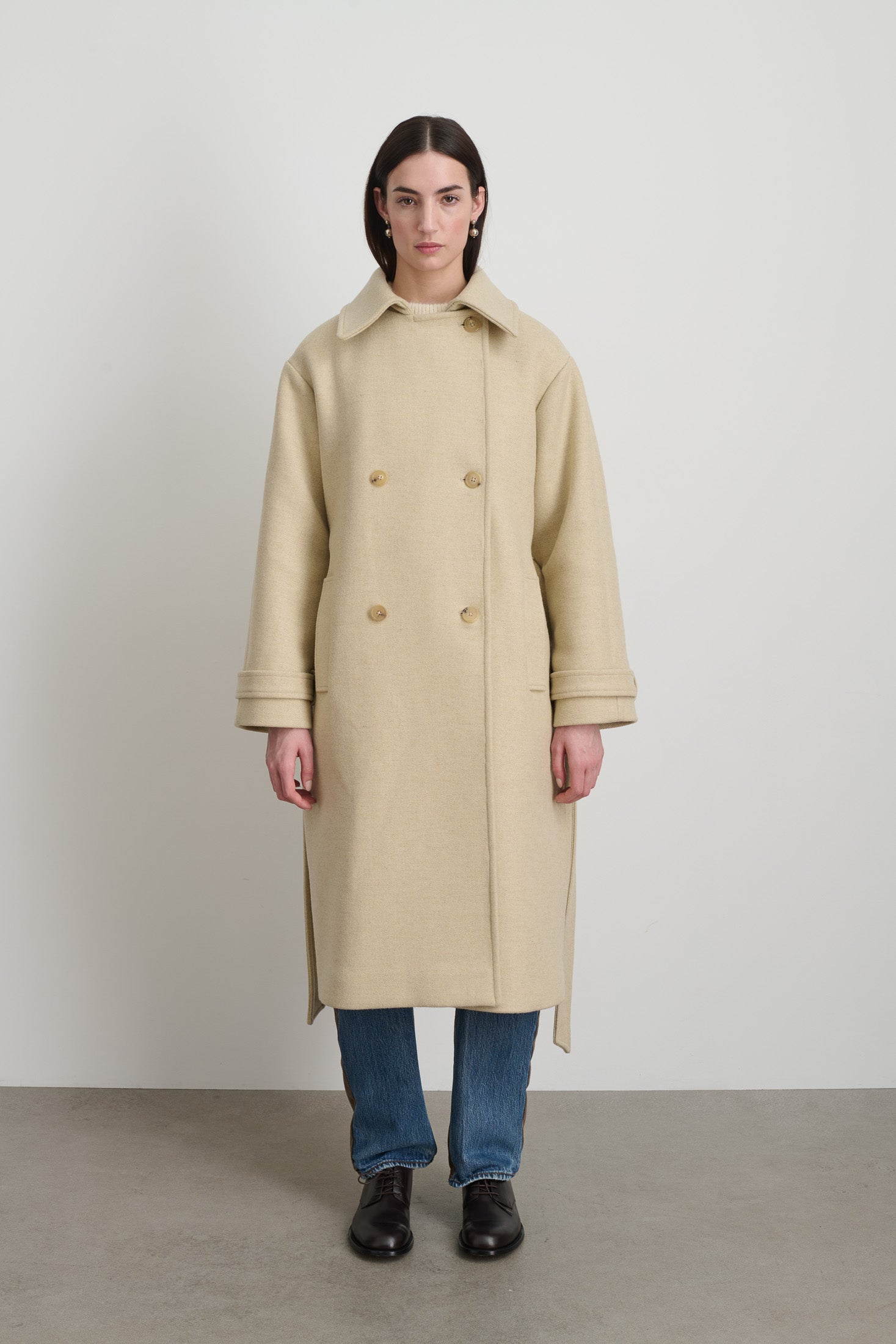 Brie Wool Coat Alabaster Melton - Women | B Sides Jeans