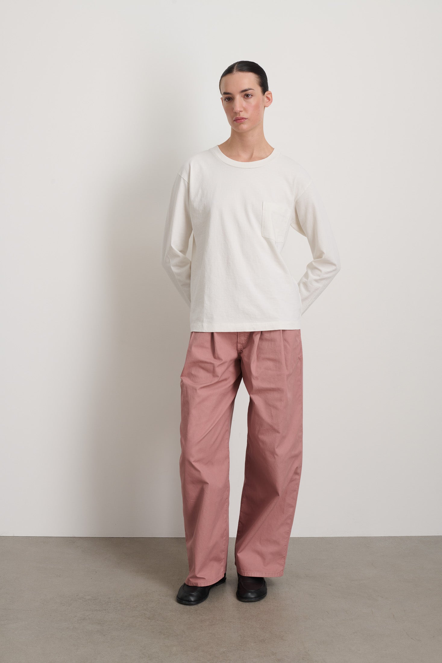 B Sides Long Sleeve Pocket T-Shirt Snow White