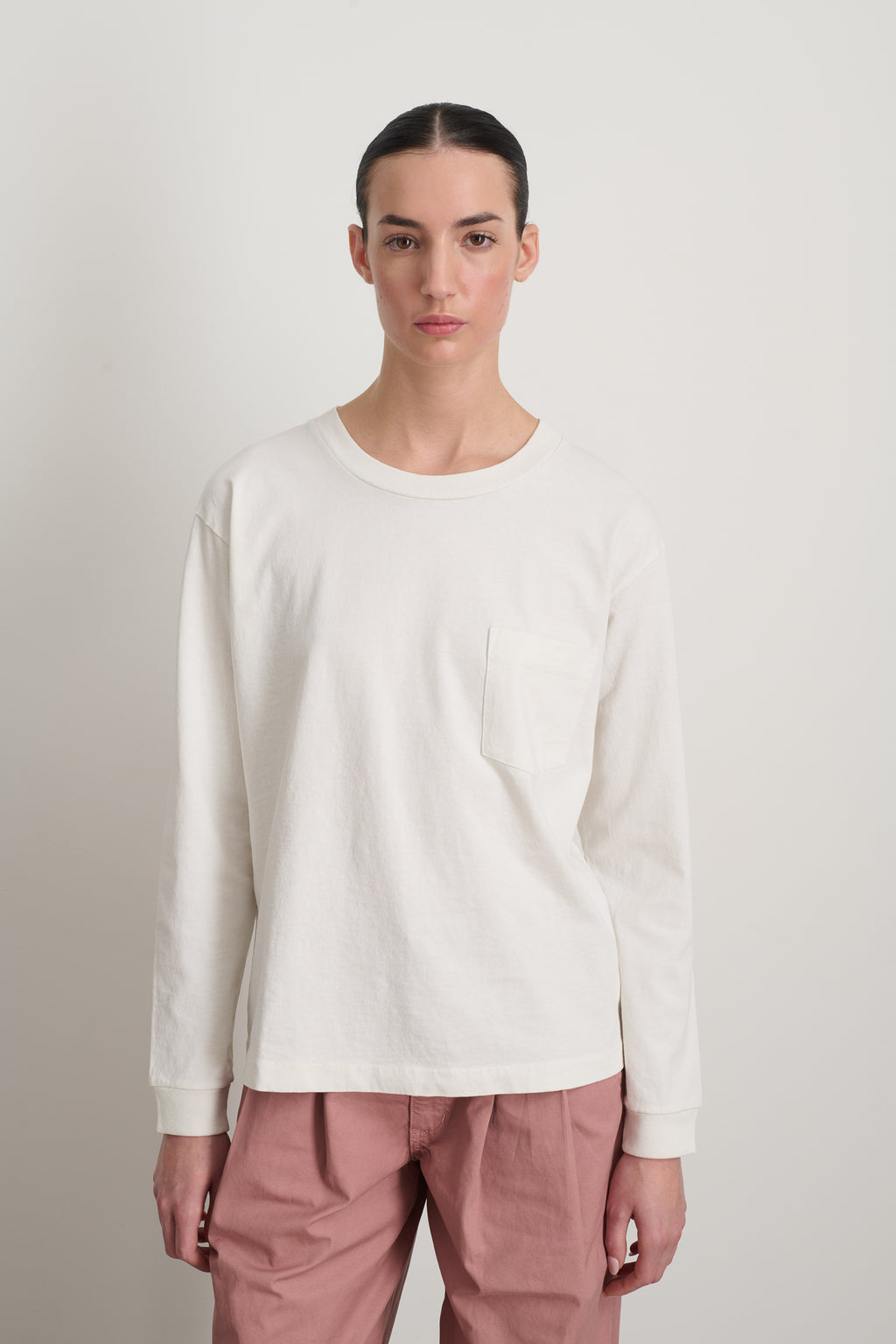 B Sides Long Sleeve Pocket T-Shirt Snow White