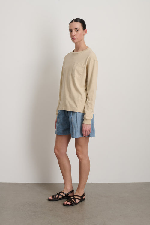 B Sides Long Sleeve Pocket T-Shirt Tan