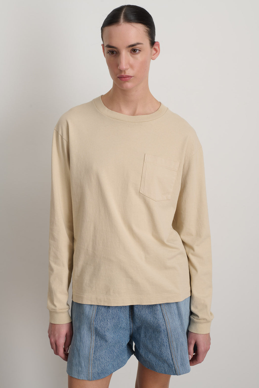 B Sides Long Sleeve Pocket T-Shirt Tan