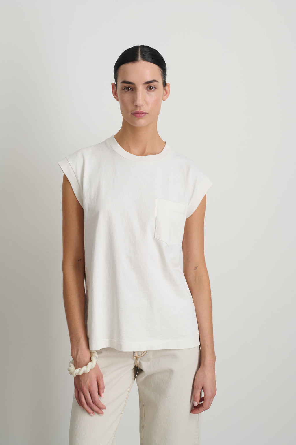 B Sides Pocket Tank Snow White