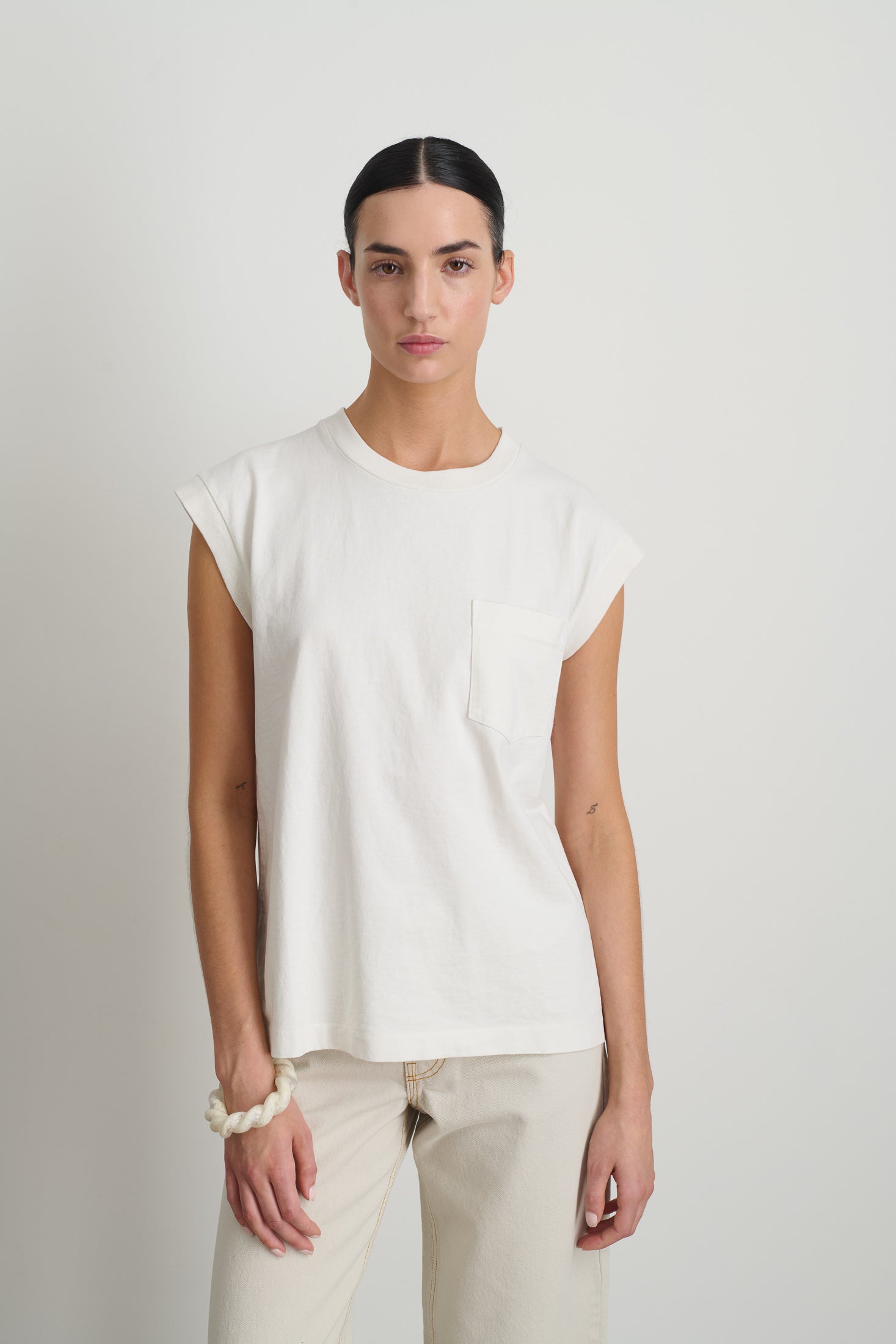 B Sides Pocket Tank Snow White