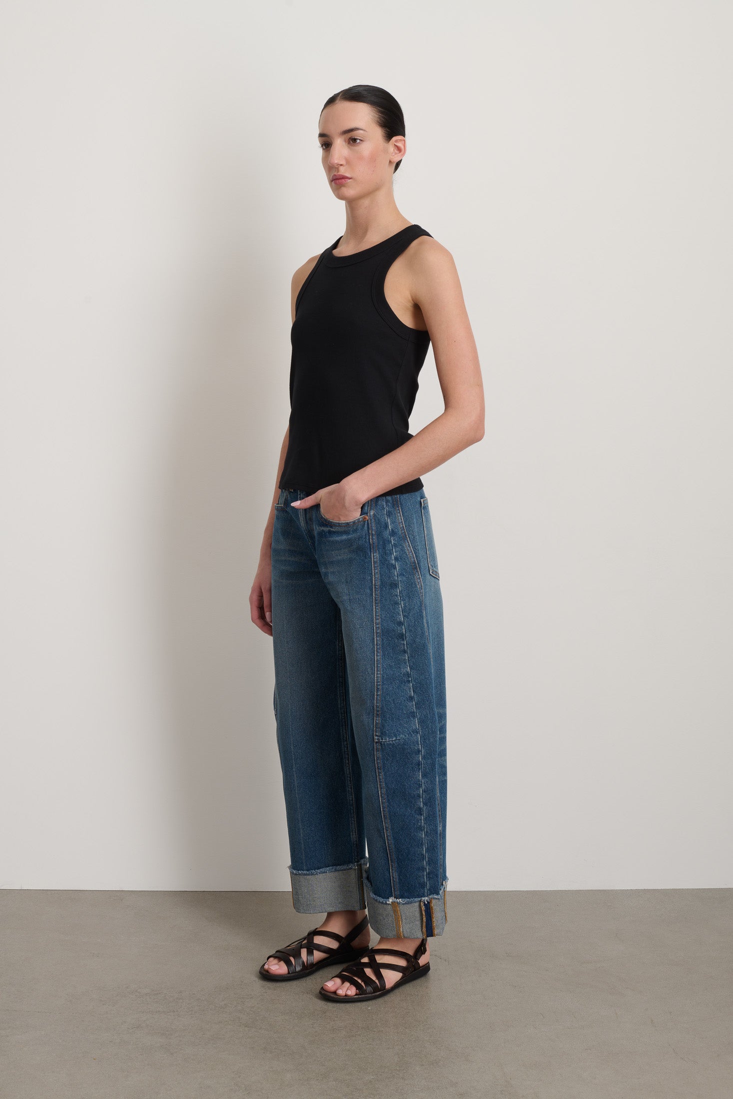B Sides Rib Tank Stil Black