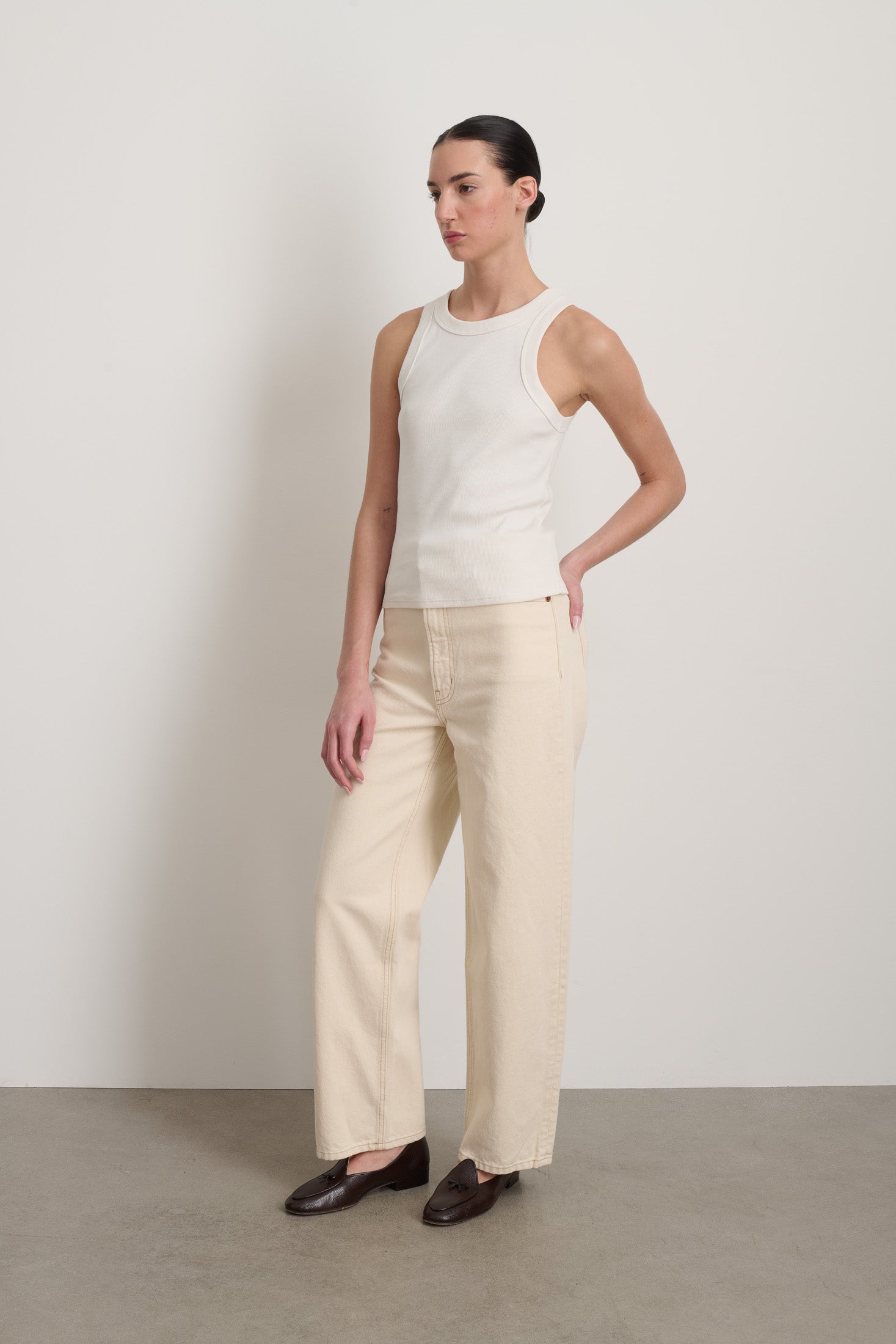 B Sides Rib Tank Snow White