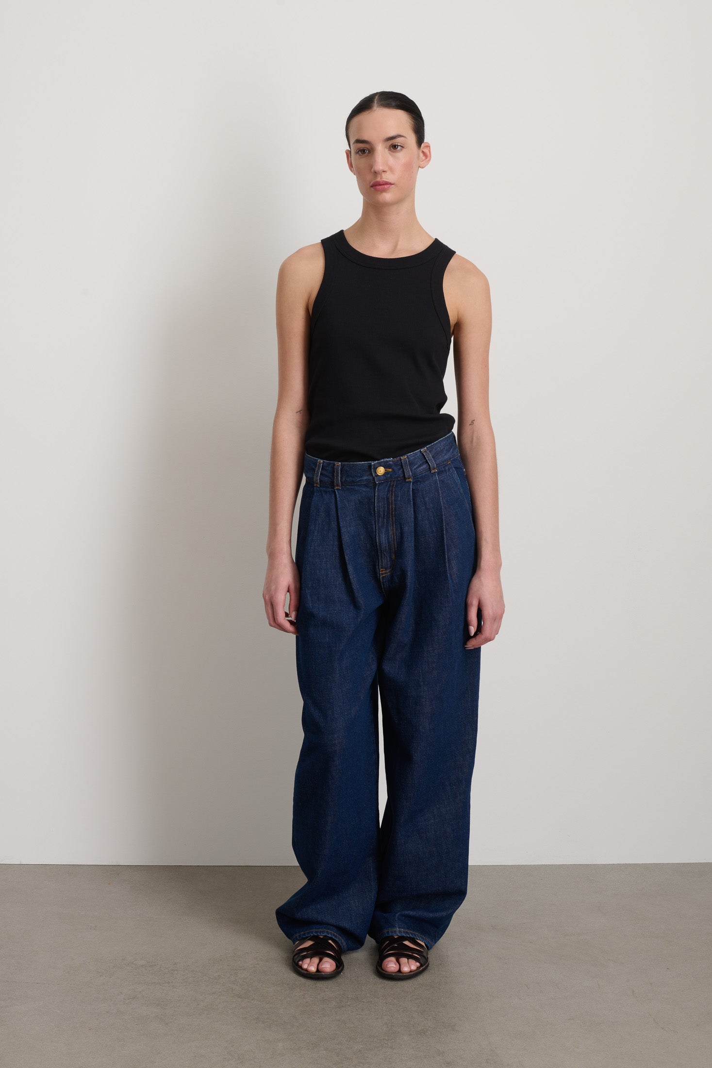 B Sides Pleated Pant Blue Rinse