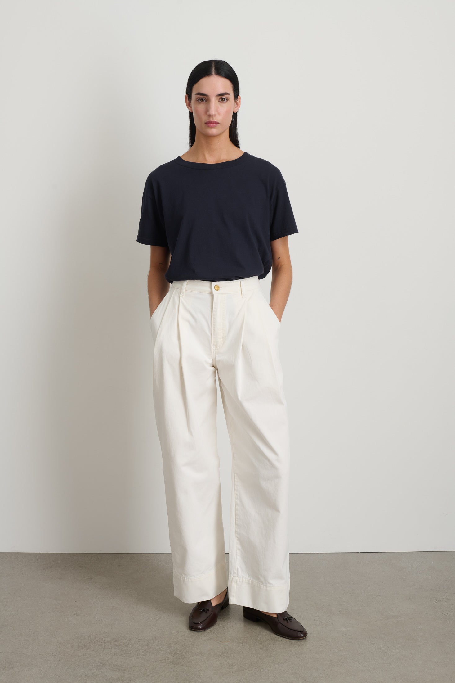 Martin Pleated Chino Chalk White