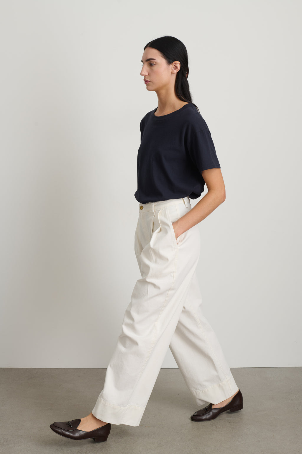 Martin Pleated Chino Chalk White