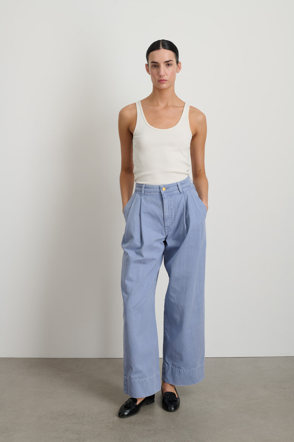 Martin Pleated Chino Pale Blue