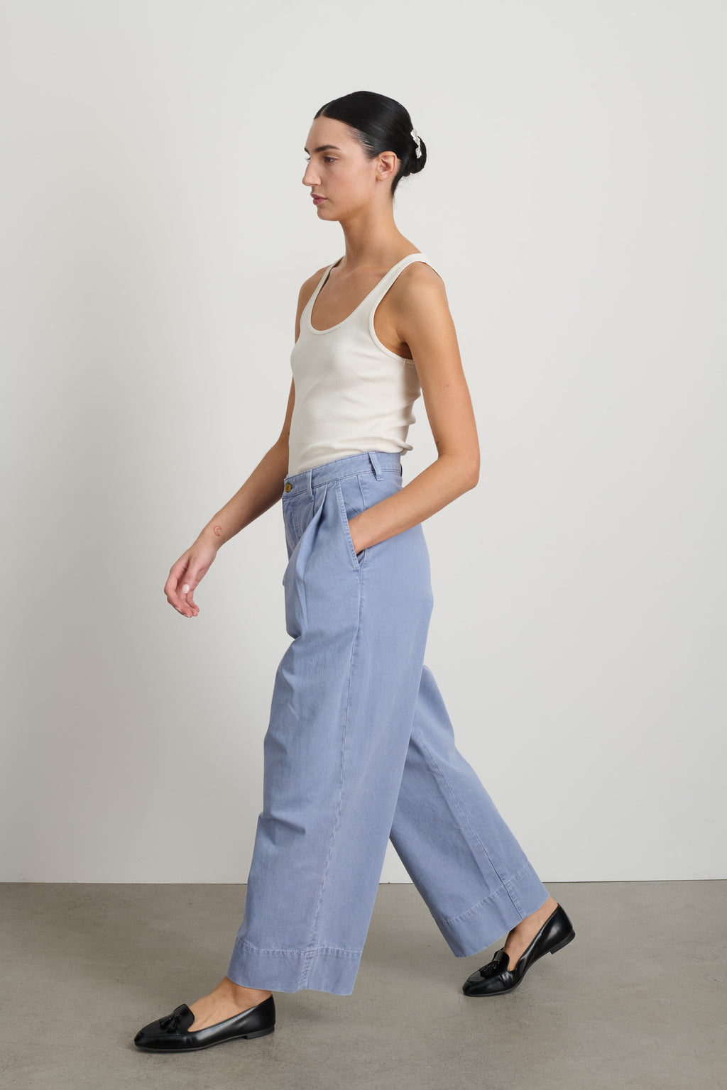Martin Pleated Chino Pale Blue