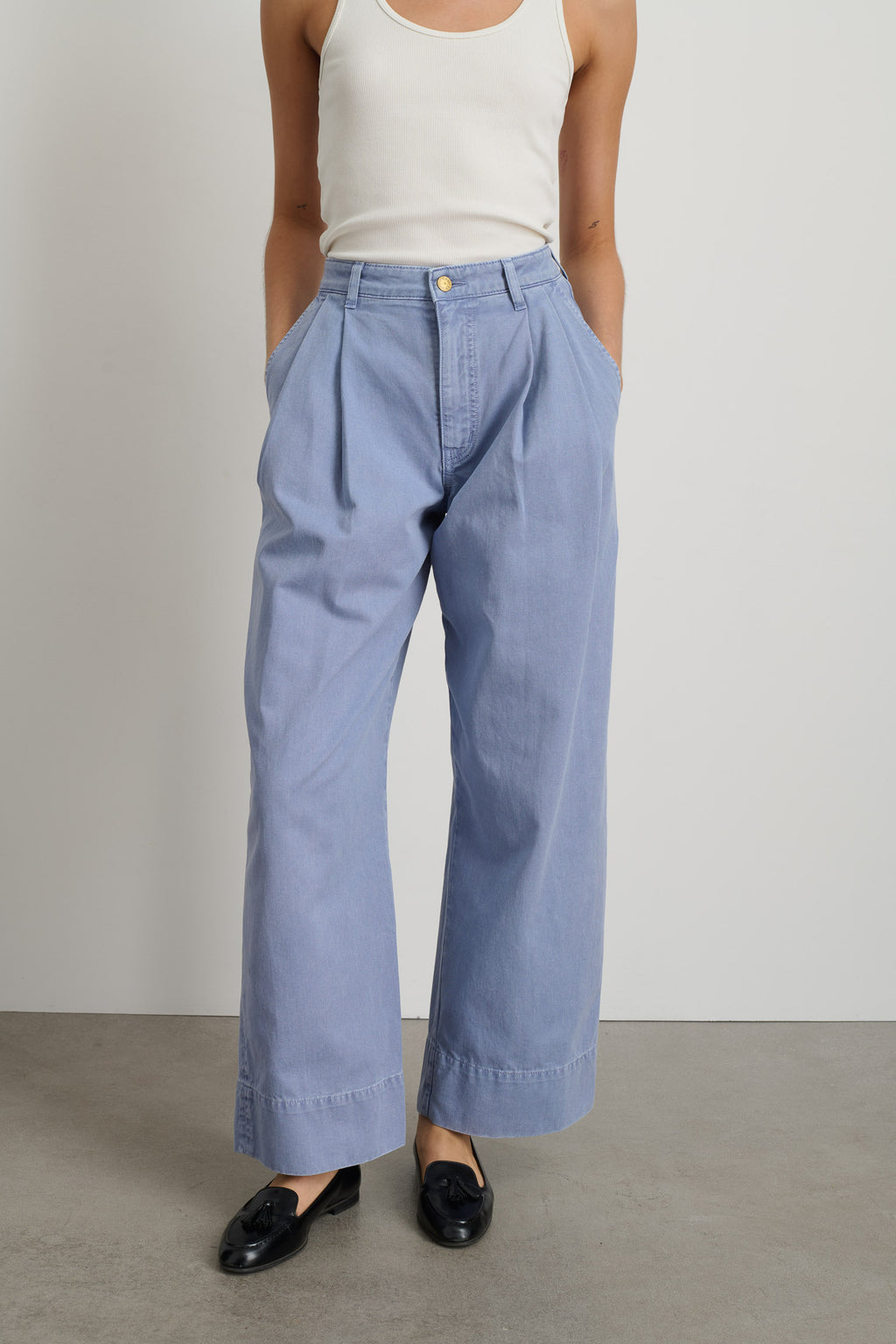 Martin Pleated Chino Pale Blue
