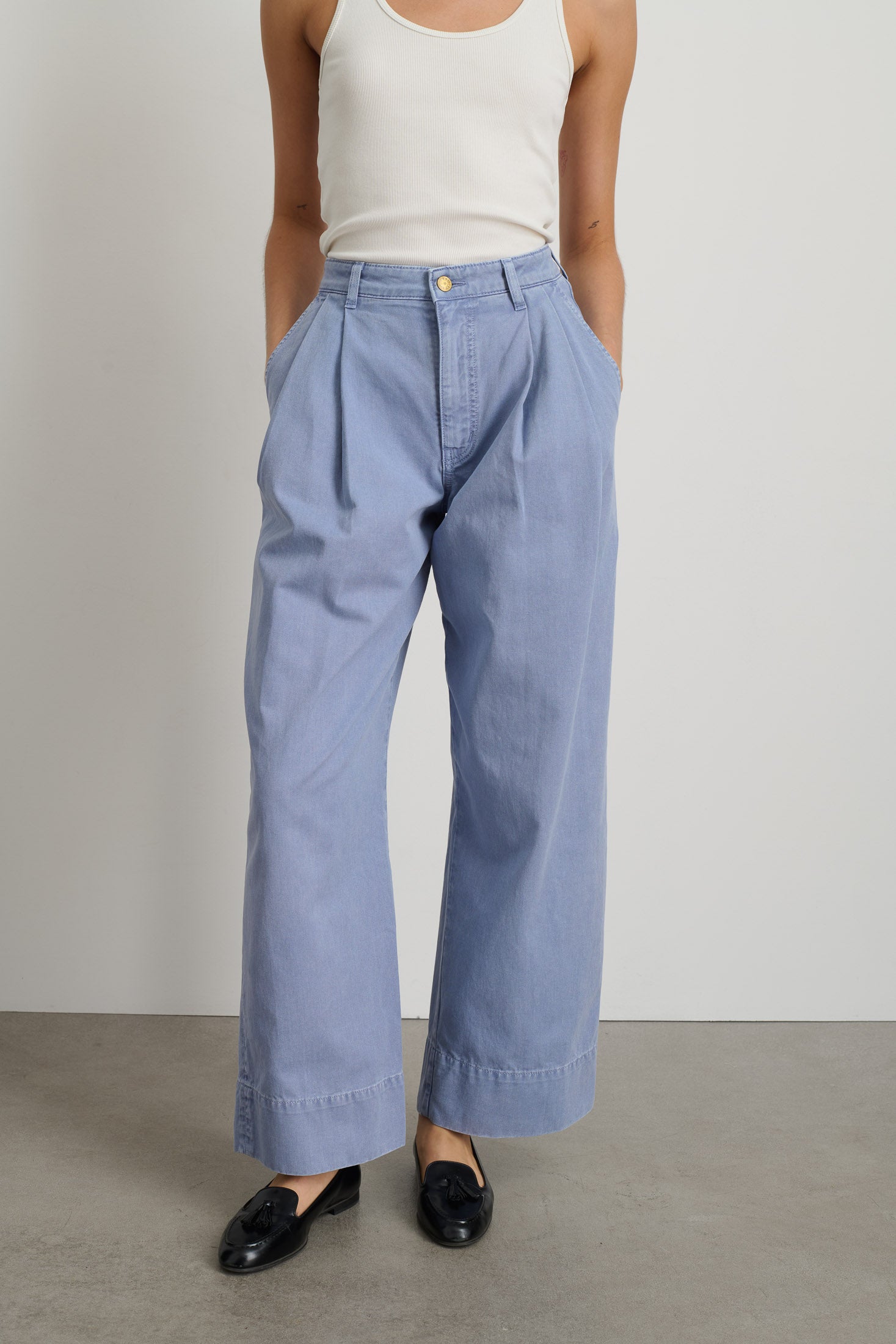 Martin Pleated Chino Pale Blue