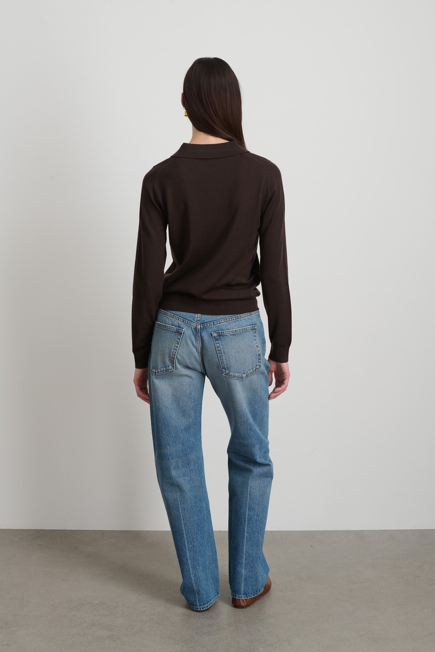 Knit Polo Brown Merino Wool