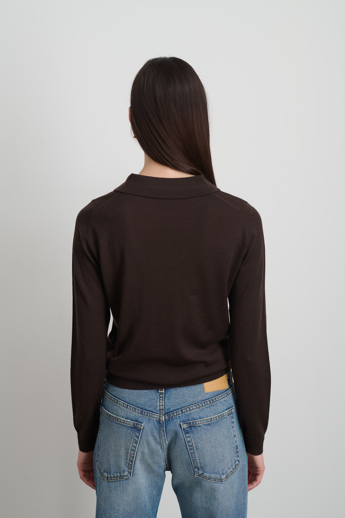 Knit Polo Brown Merino Wool