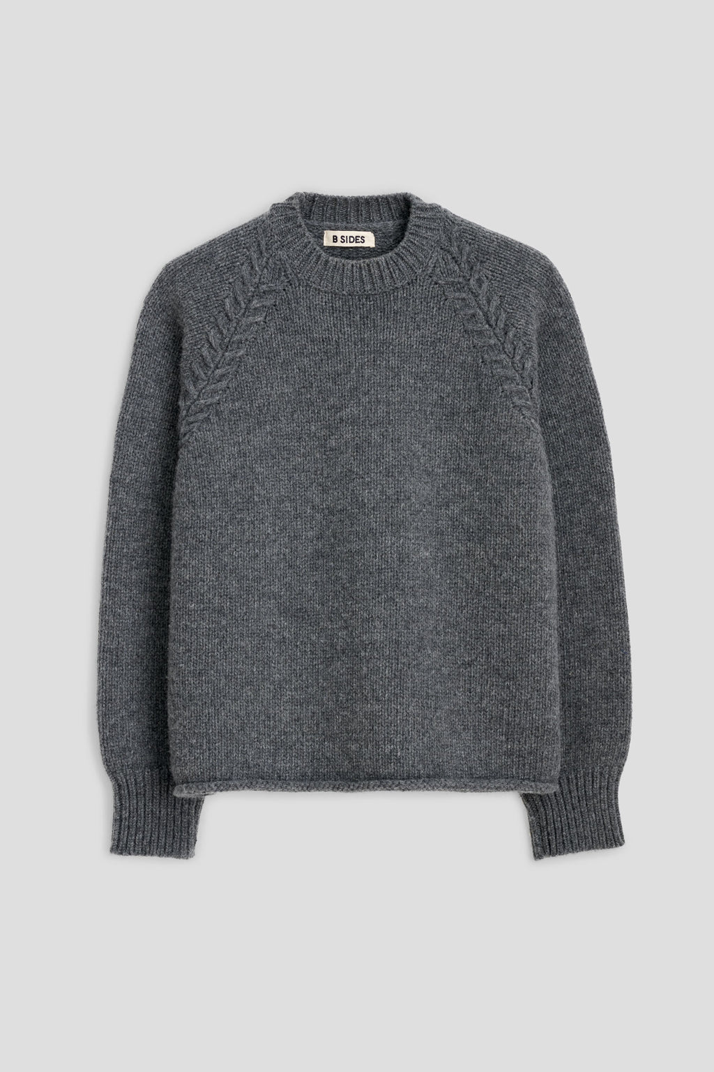 Braided Crew Grey Cashmere