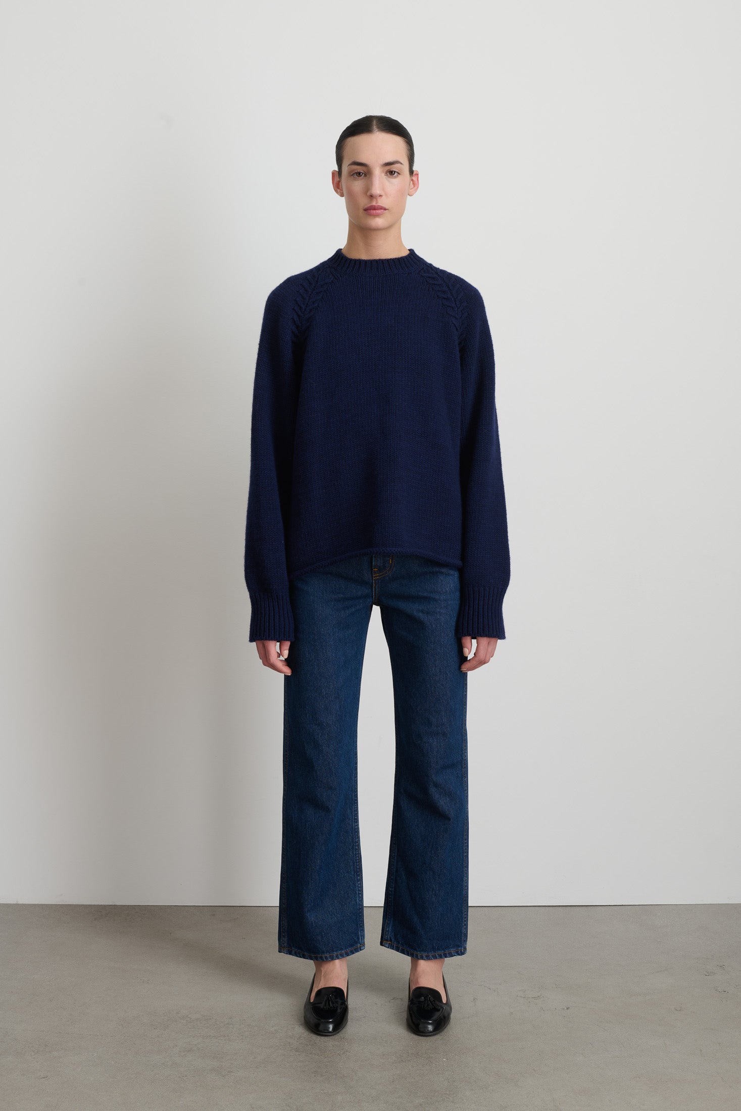 B Sides Braided Crew Marine Cashmere