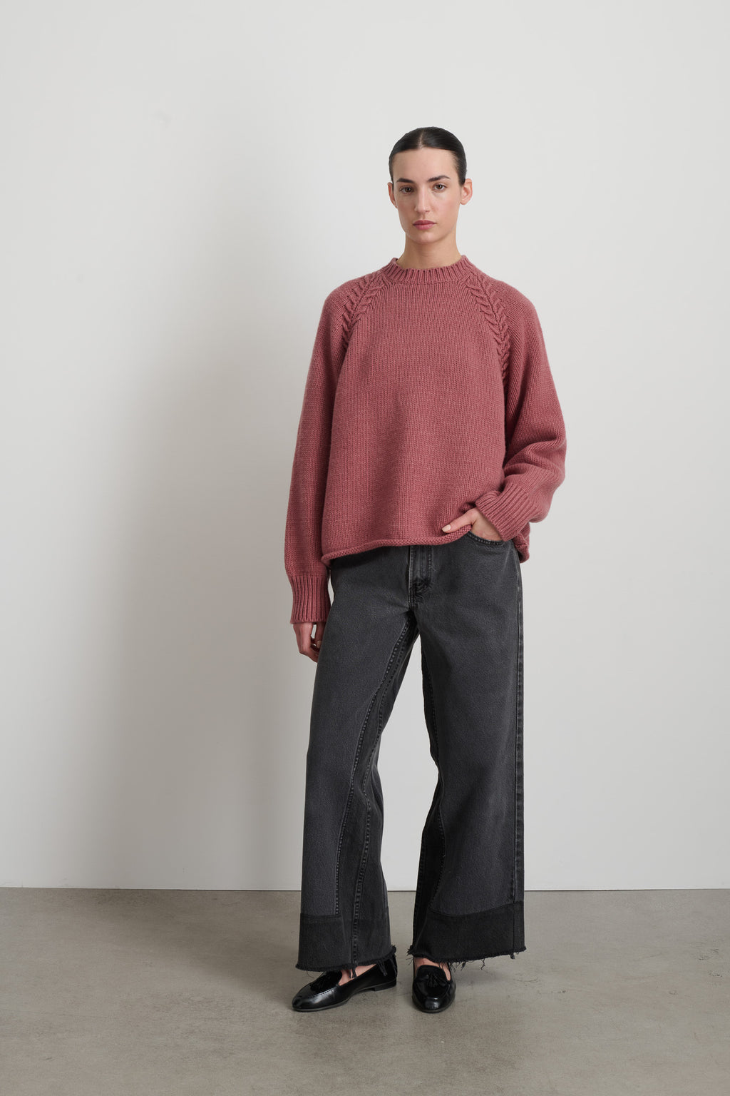 Braided Crew Pink Cashmere