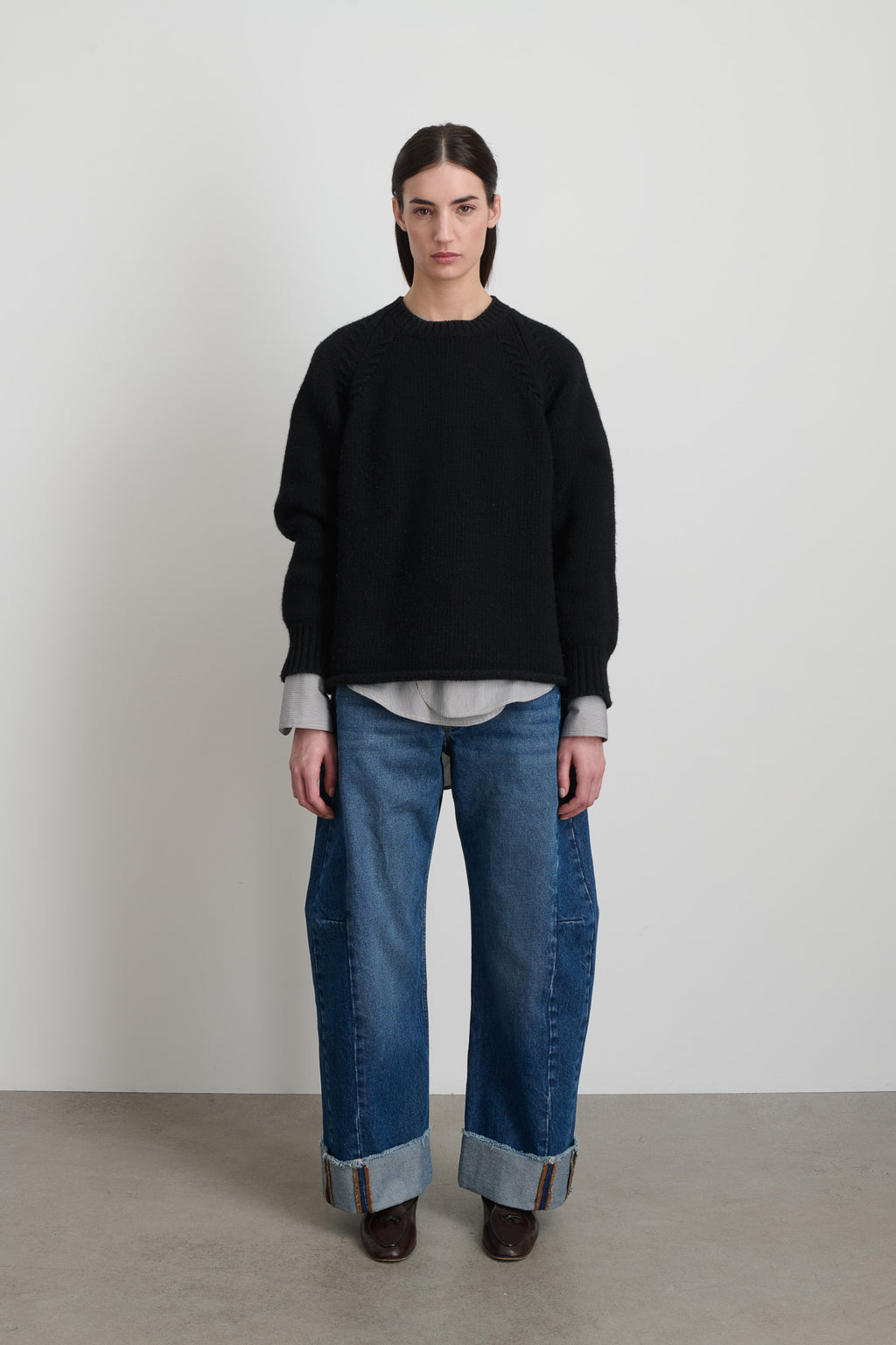 Braided Crew Black Cashmere