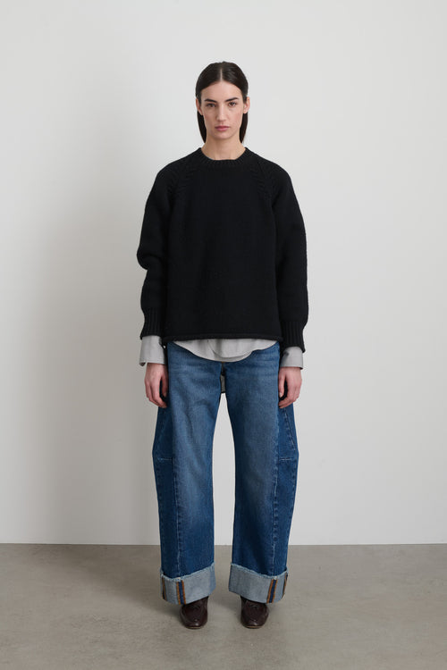 Braided Crew Black Cashmere