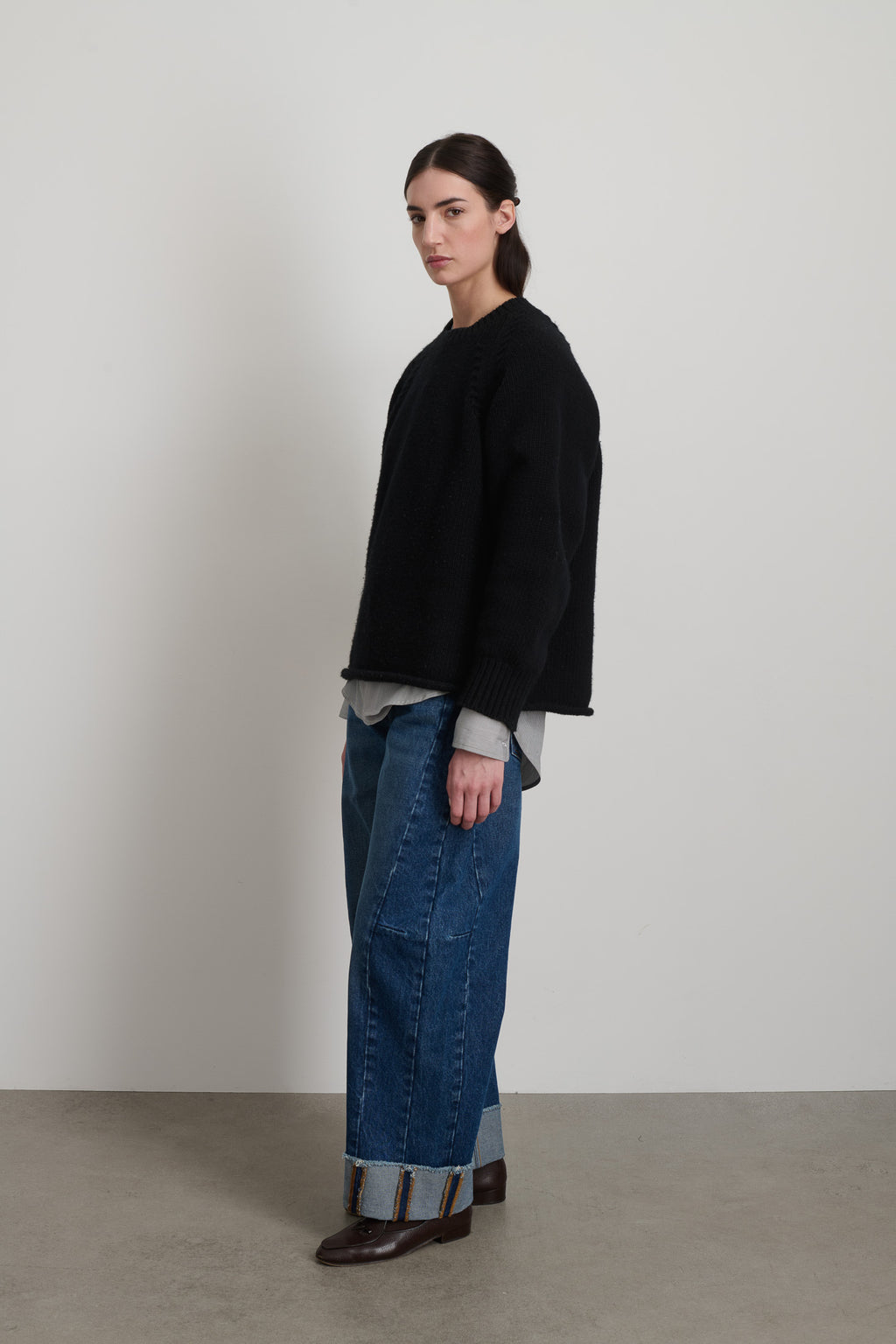 Braided Crew Black Cashmere