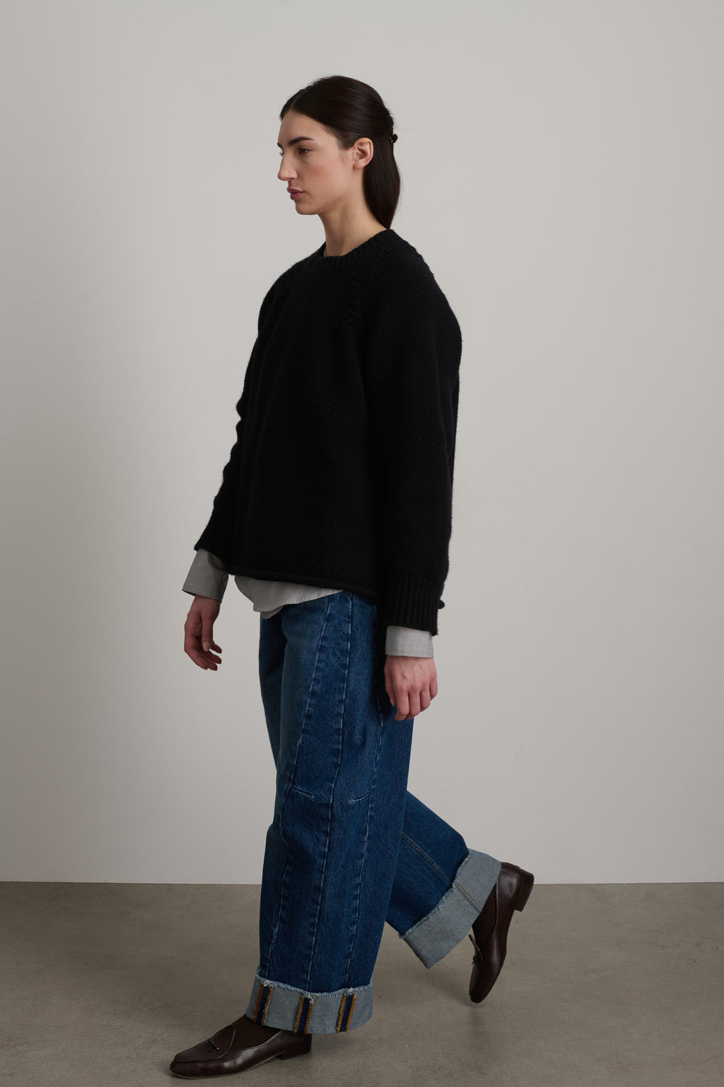 Braided Crew Black Cashmere