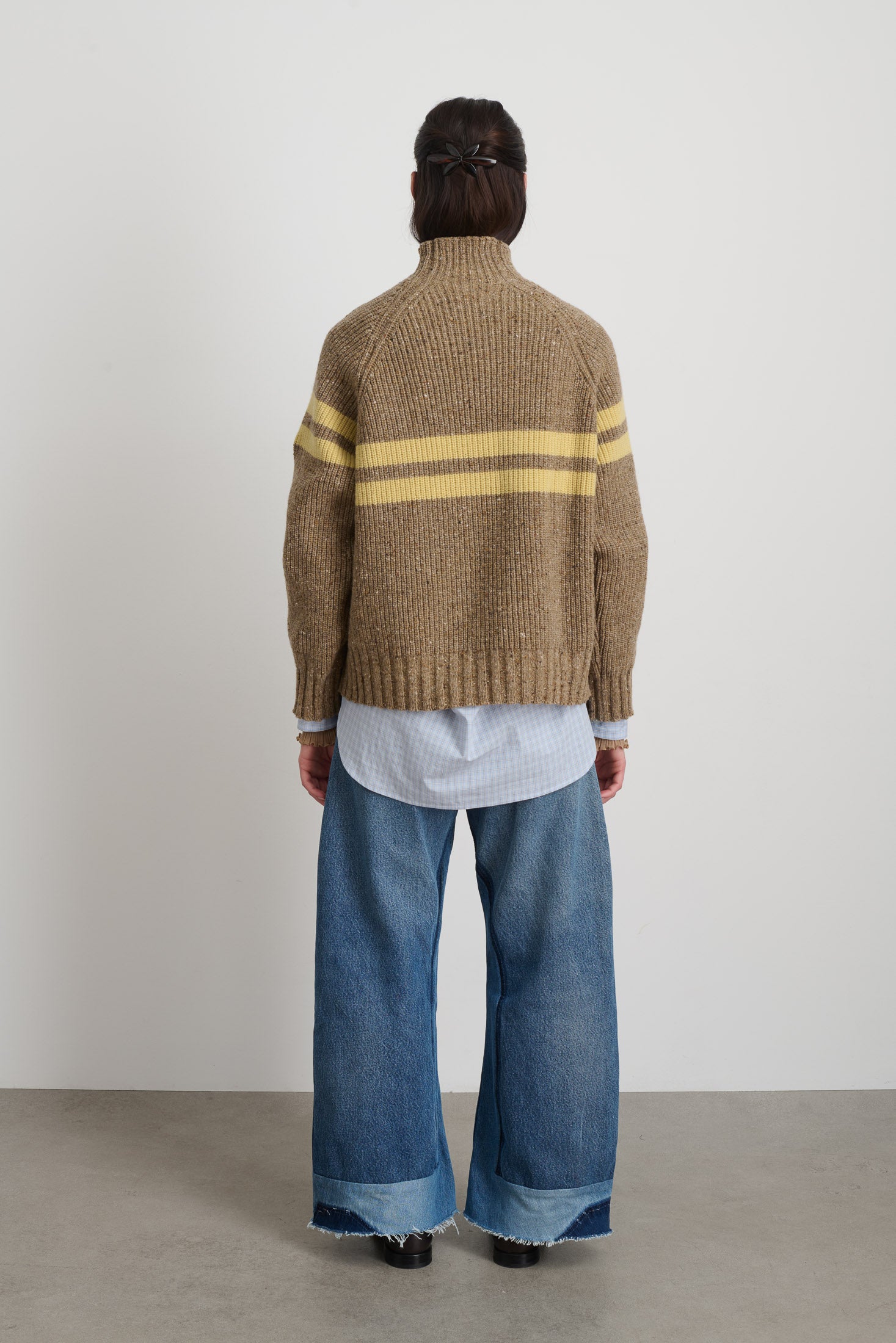 Funnel Neck Camel + Celery Donegal