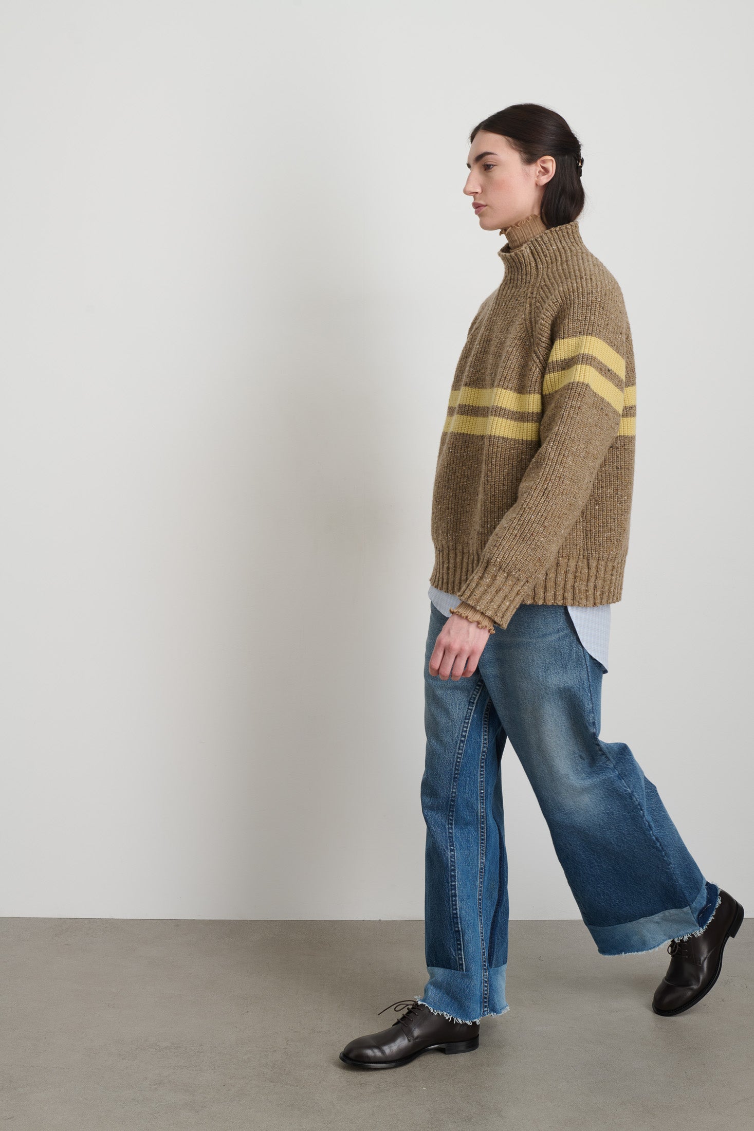 Funnel Neck Camel + Celery Donegal