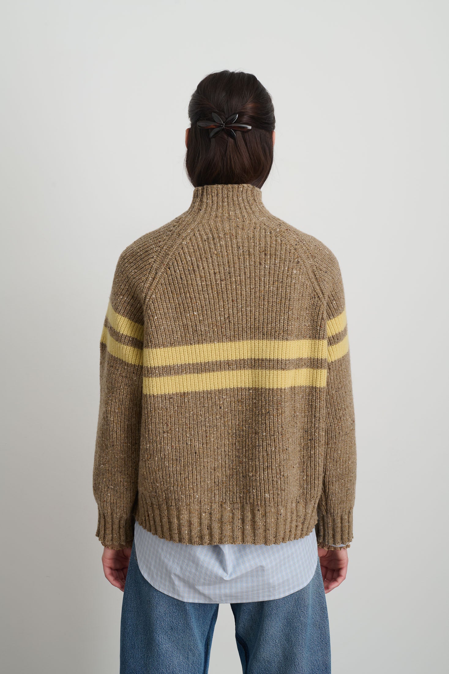 Funnel Neck Camel + Celery Donegal