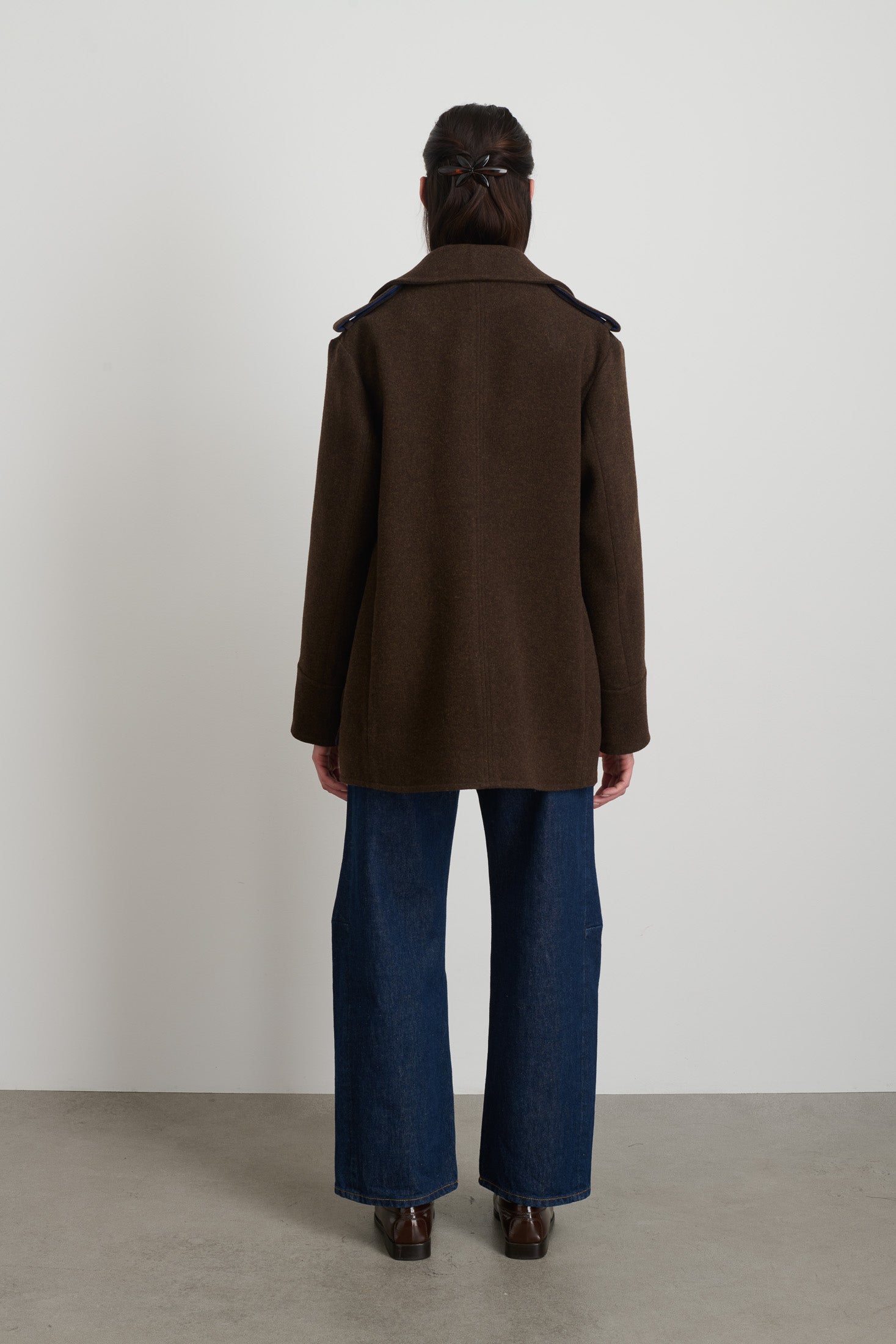 Tonne Wool Coat Marine/Brown Doubleface