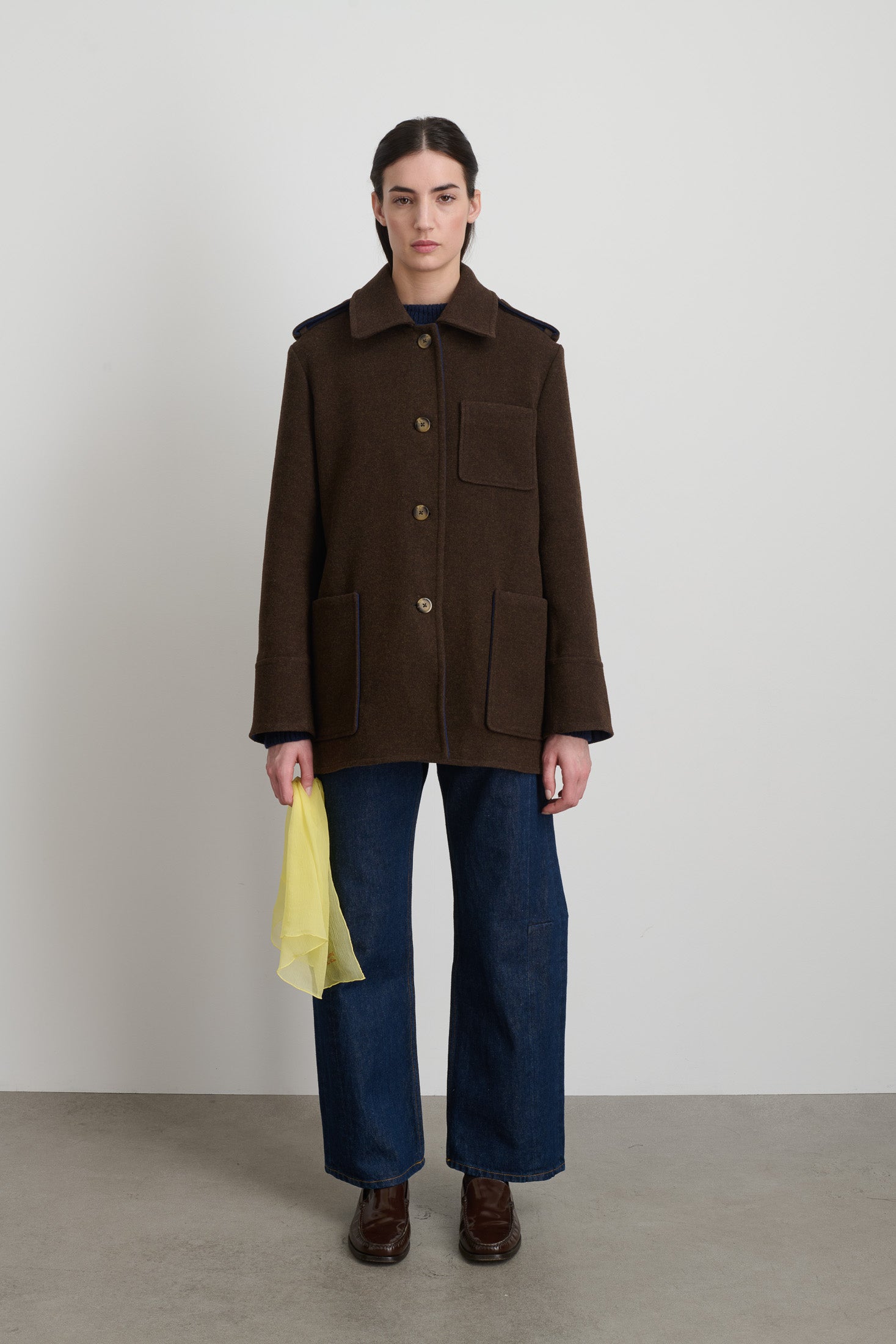 Tonne Wool Coat Marine/Brown Doubleface - Women | B Sides Jeans