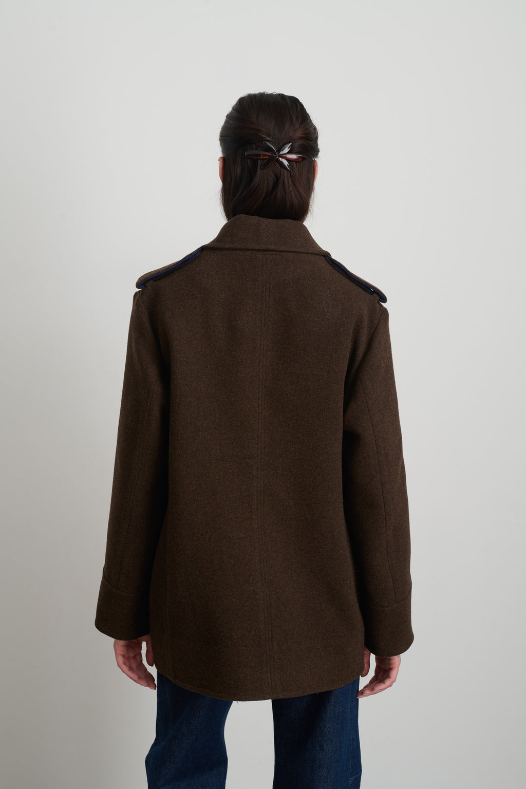 Tonne Wool Coat Marine/Brown Doubleface