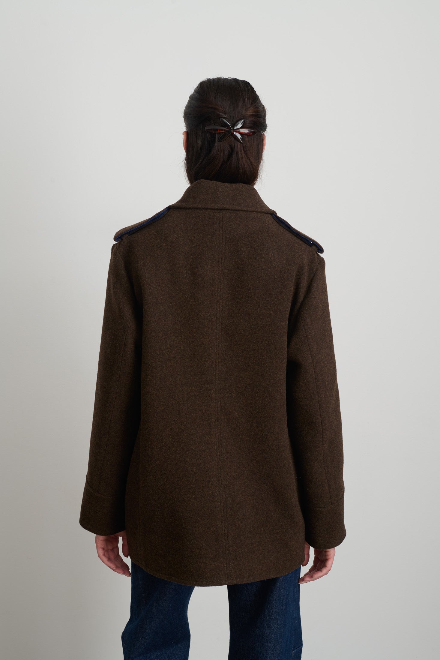 Tonne Wool Coat Marine/Brown Doubleface