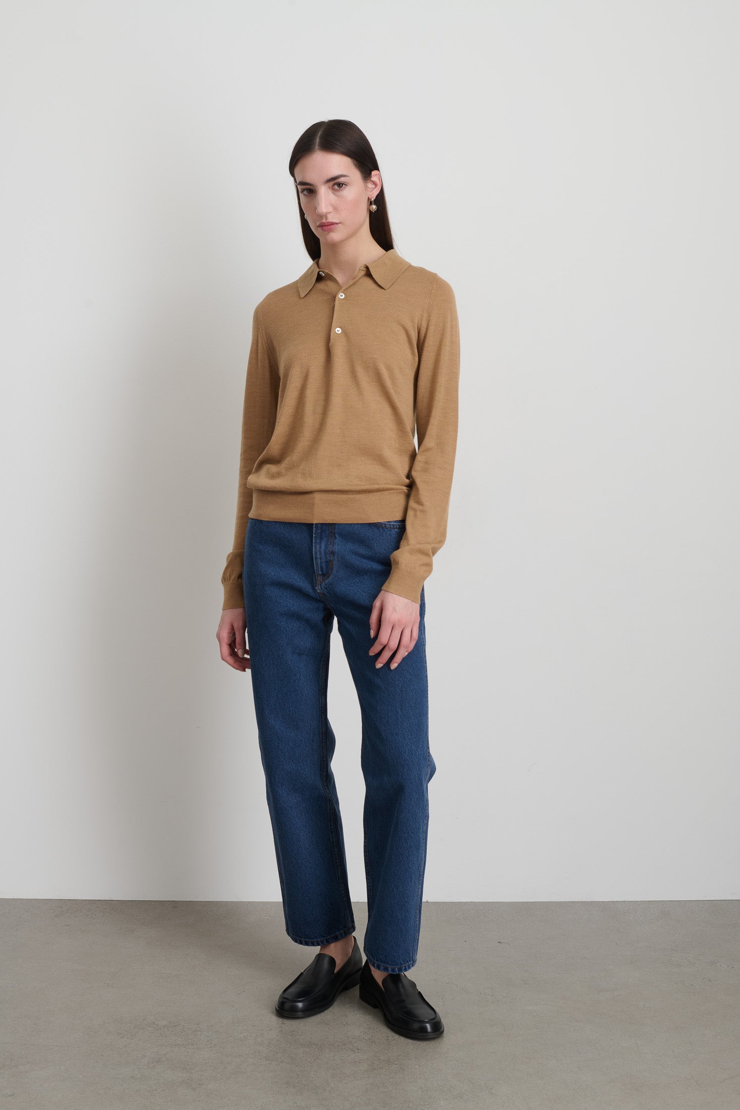 Knit Polo Camel Merino Wool