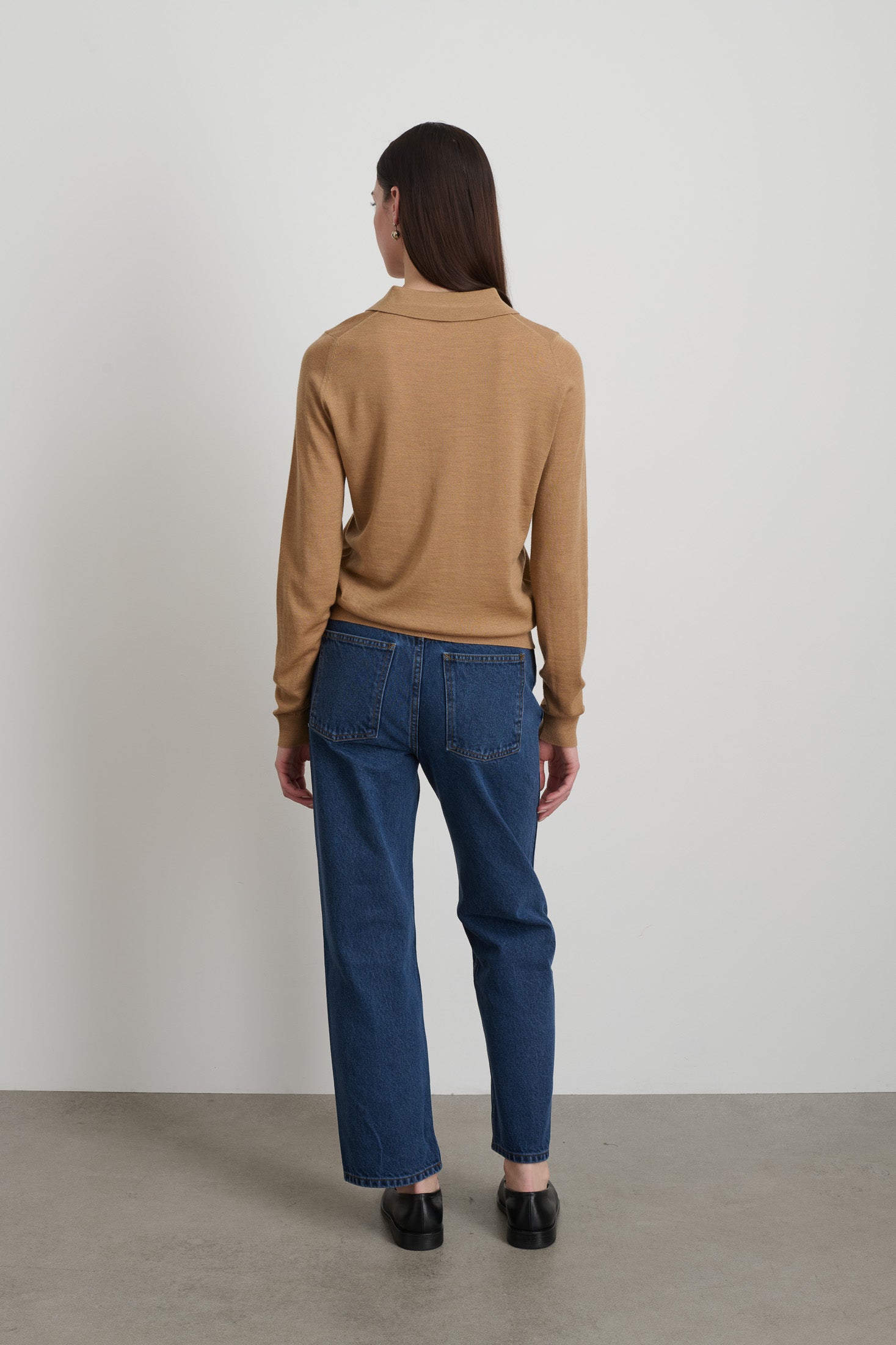 Knit Polo Camel Merino Wool