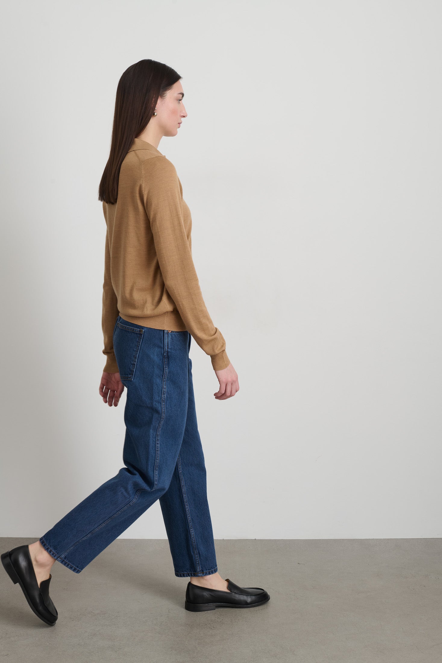 Knit Polo Camel Merino Wool