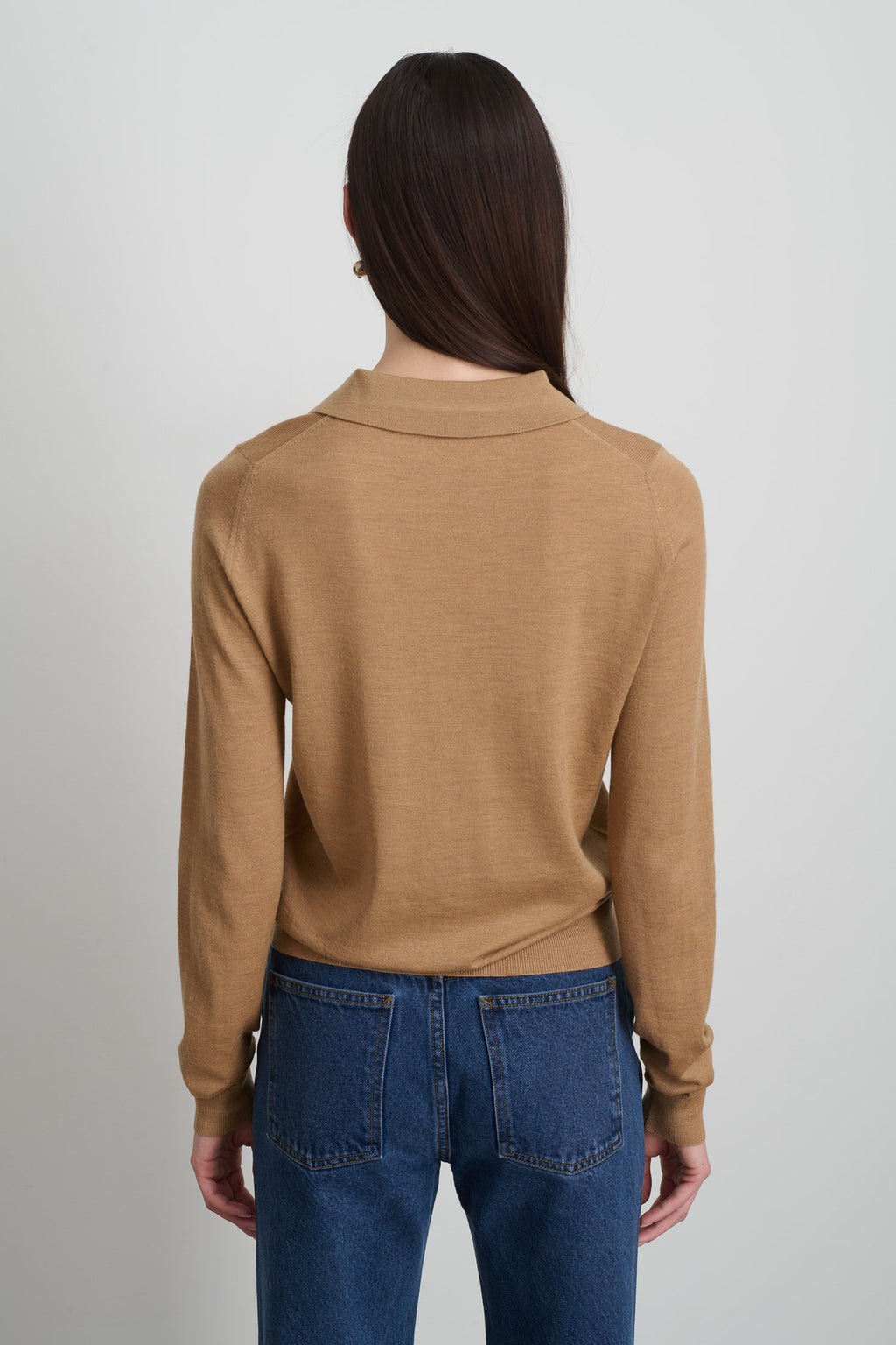 Knit Polo Camel Merino Wool