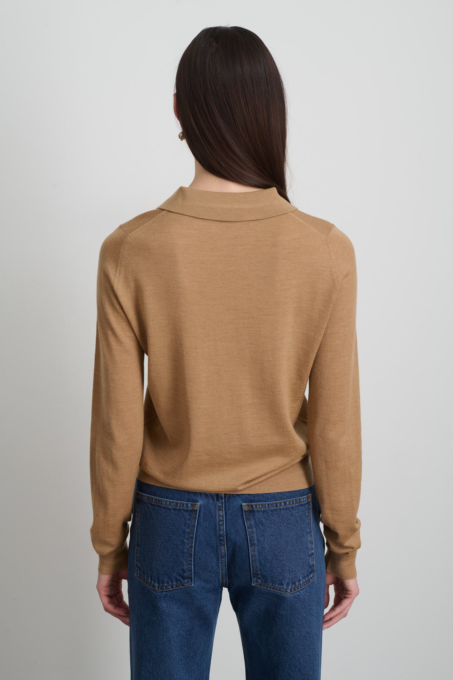 Knit Polo Camel Merino Wool