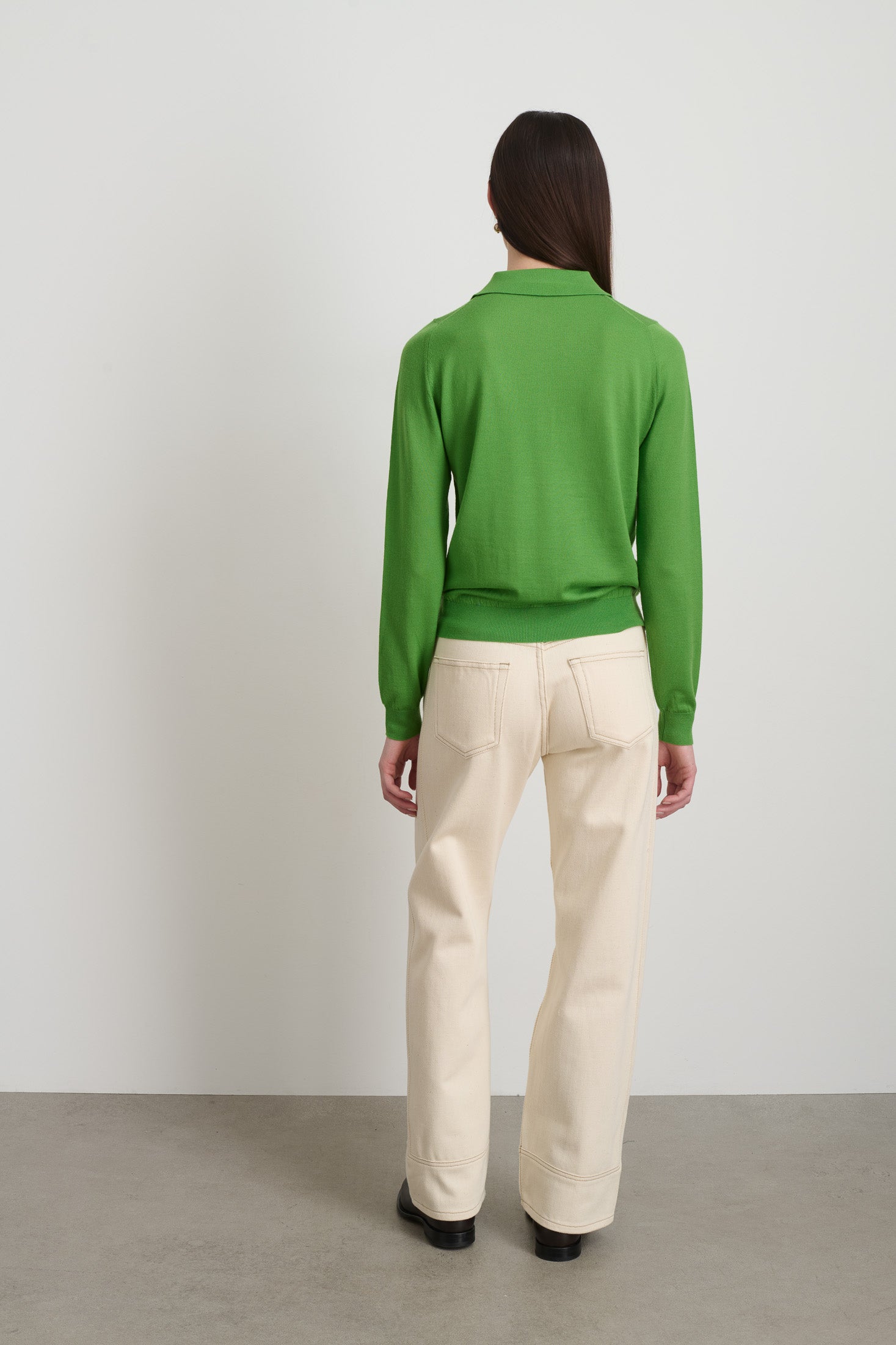 Knit Polo Green Merino Wool