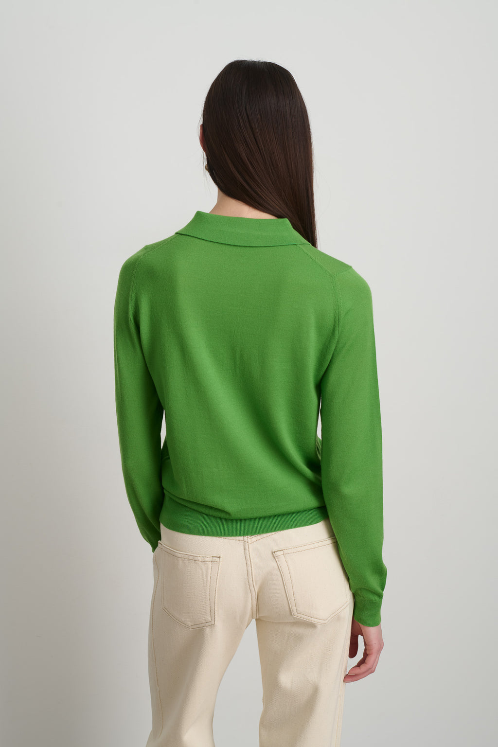 Knit Polo Green Merino Wool