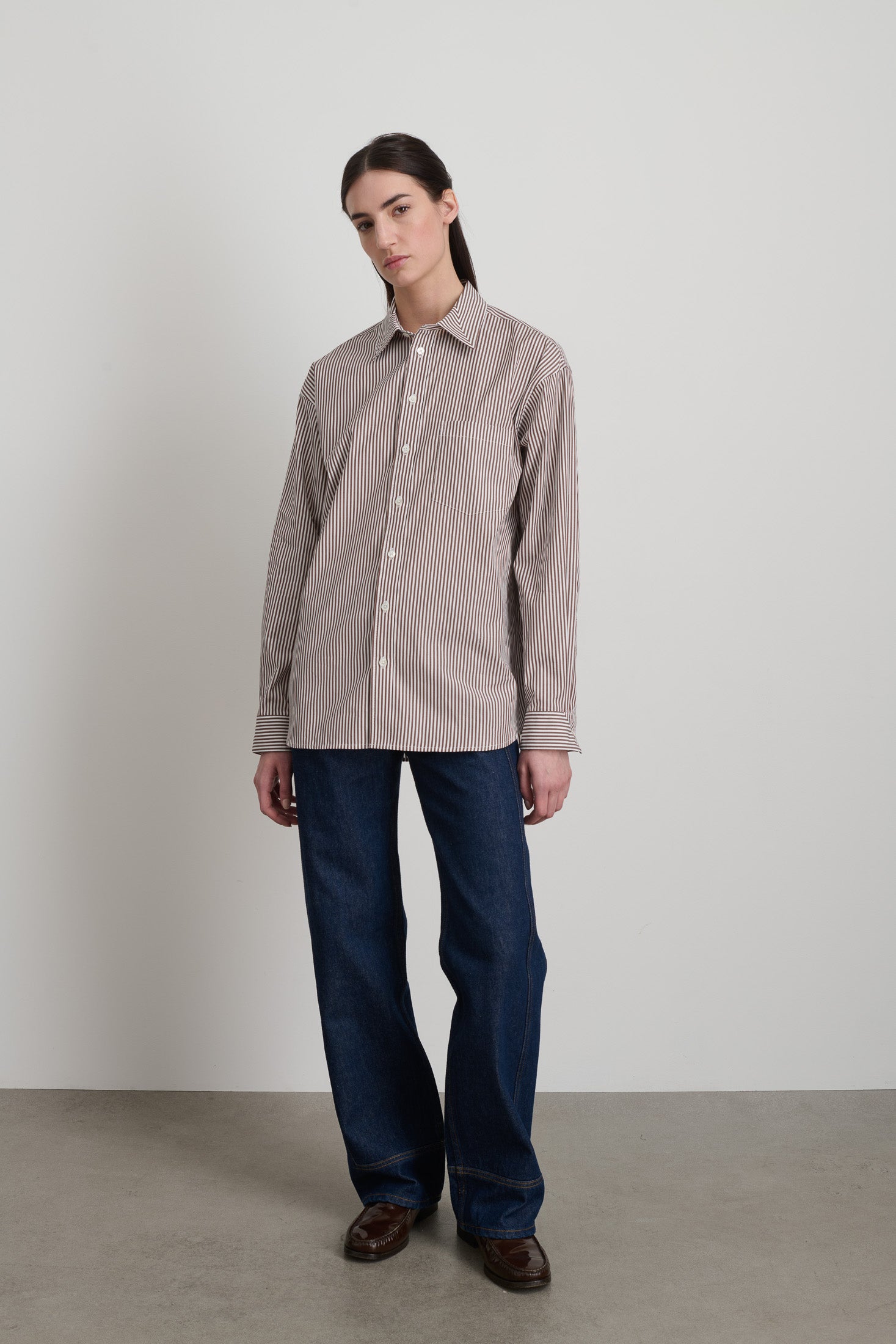 Nolan Shirt Brown and White Stripe