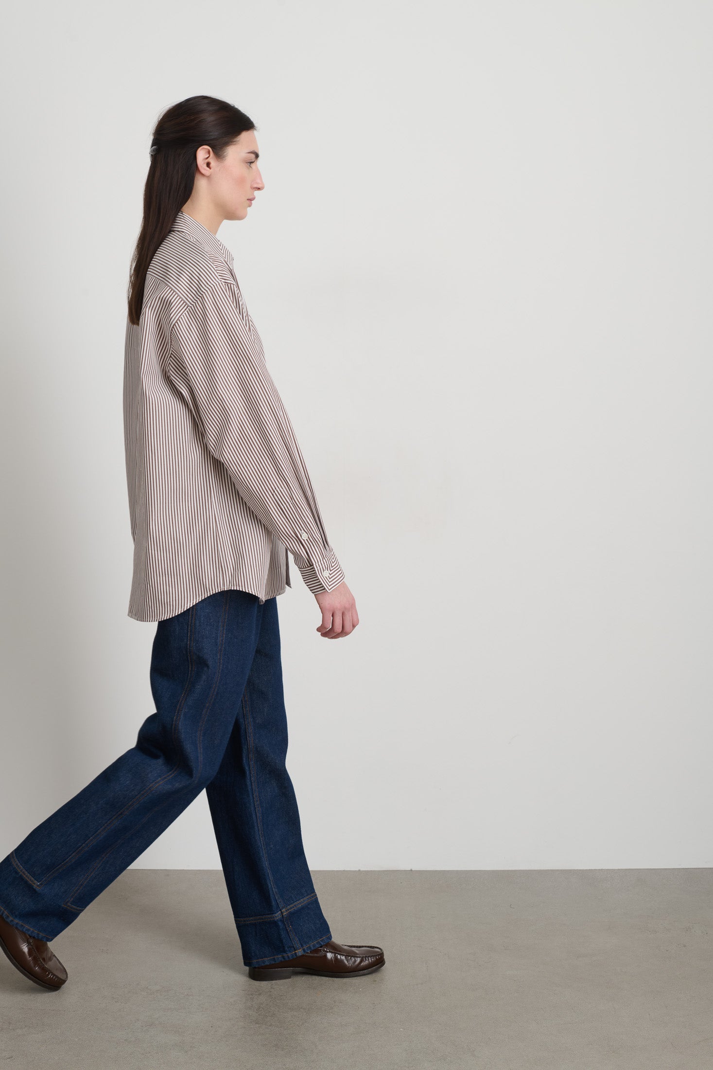 Nolan Shirt Brown and White Stripe