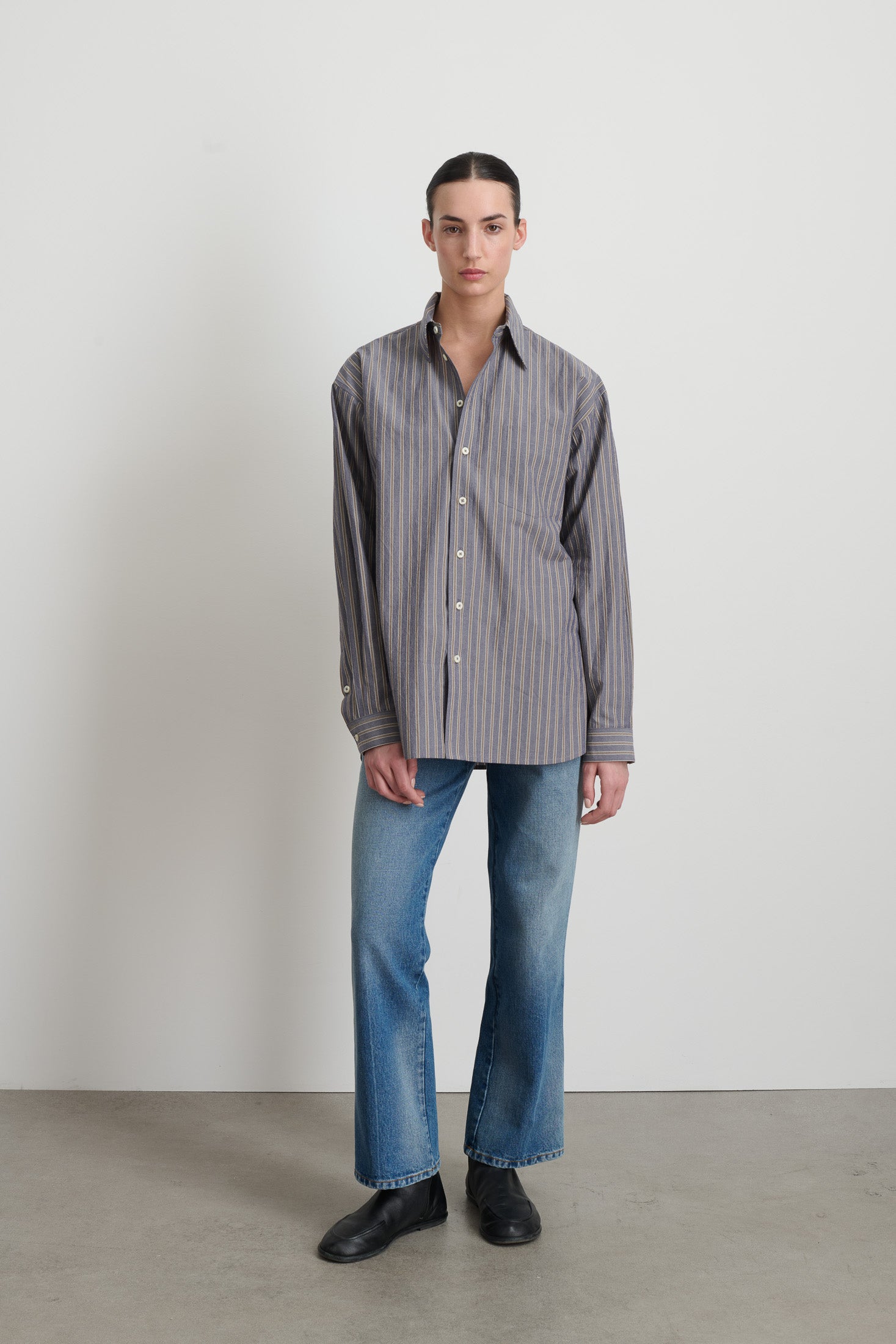 Nolan Shirt Grey Blue Stripe