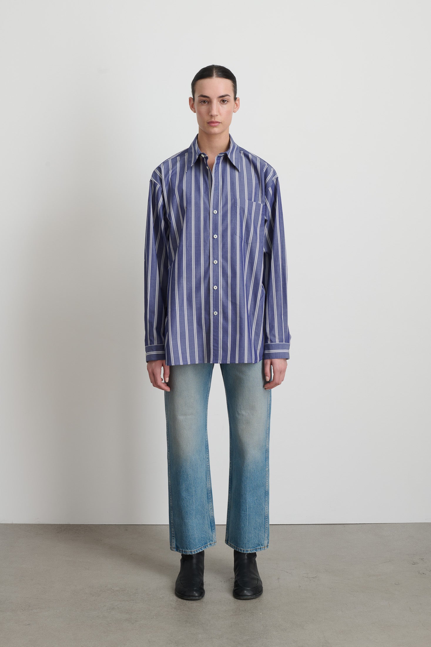 Nolan Shirt Indigo White Stripe