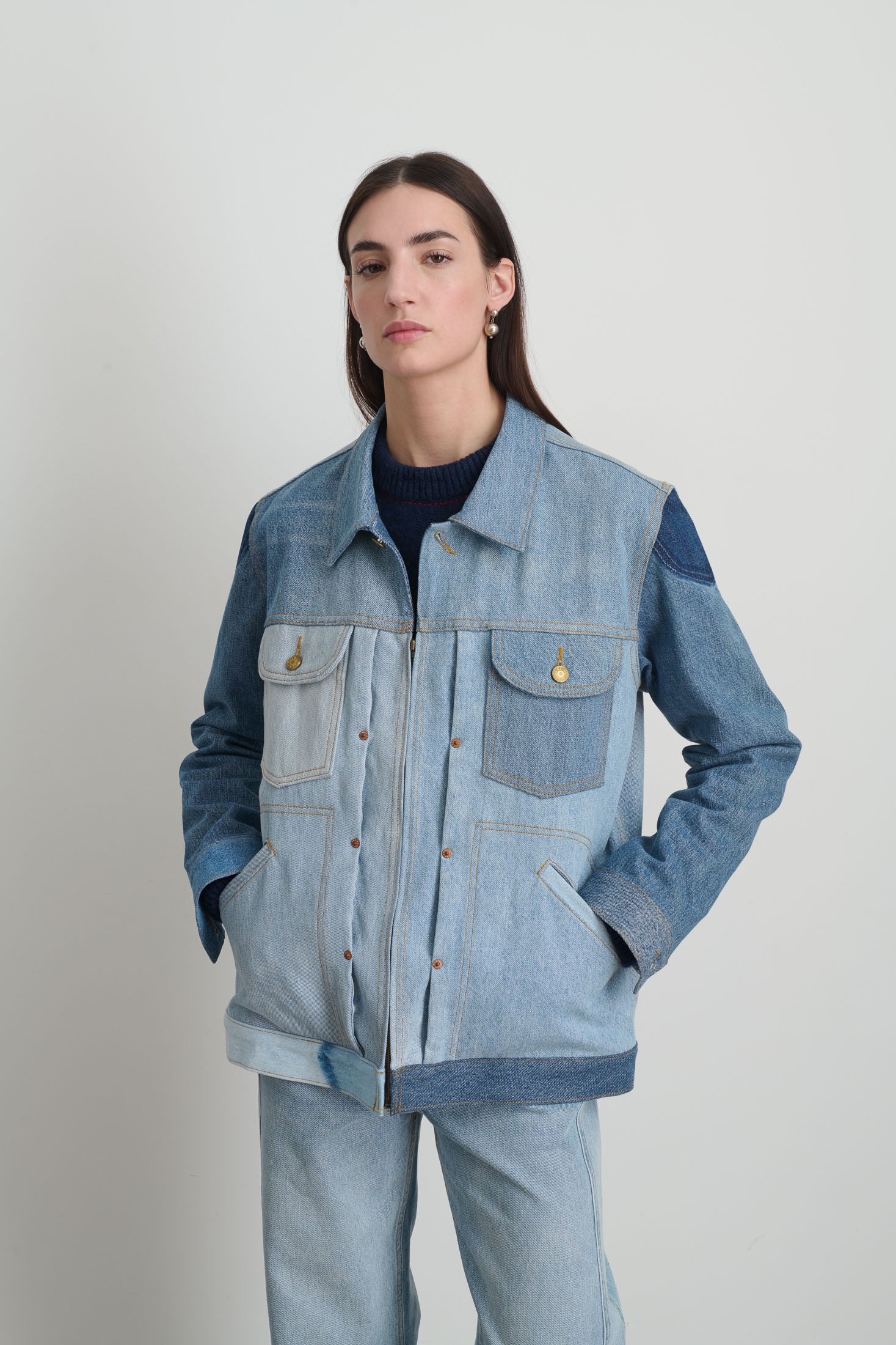 Reworked Lennon Jacket Classic Vintage Indigo - Women | B Sides Jeans