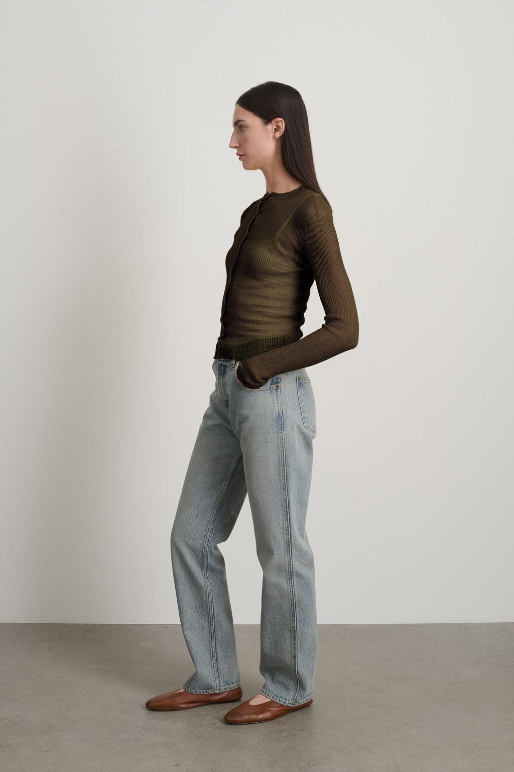 Sheer Cardigan Olive