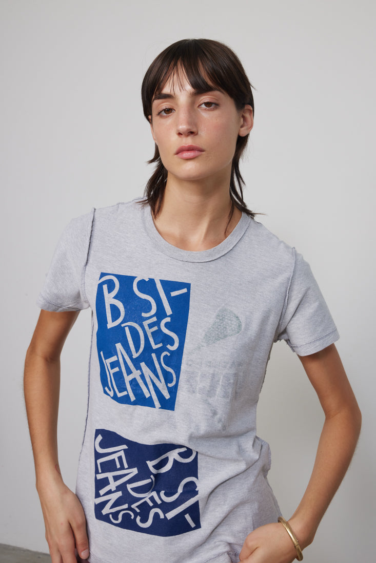 B SIDES Vintage Grey Heather Graphic Tee