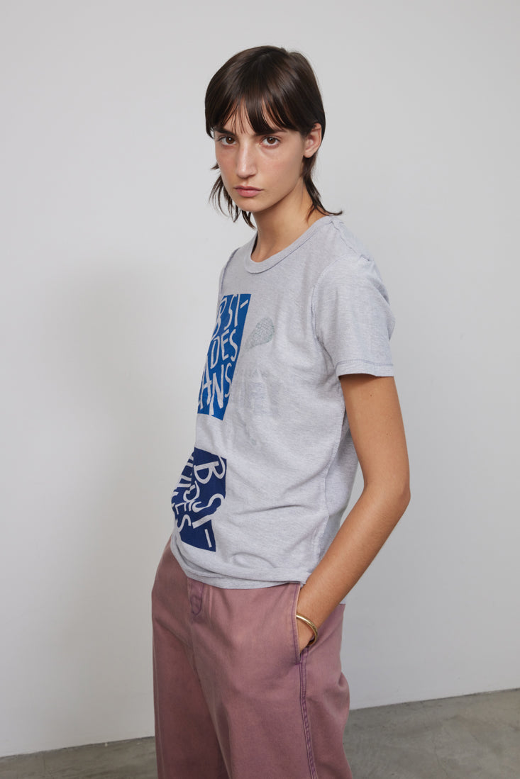 B SIDES Vintage Grey Heather Graphic Tee