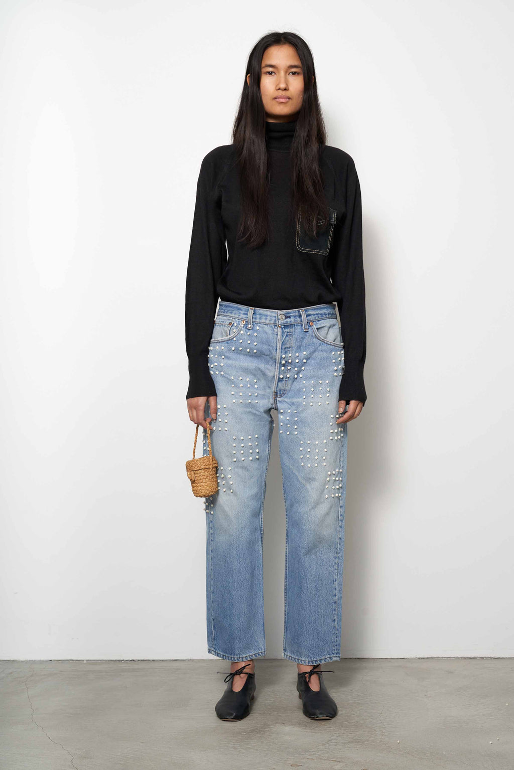 Vintage French Knot Checker Jean