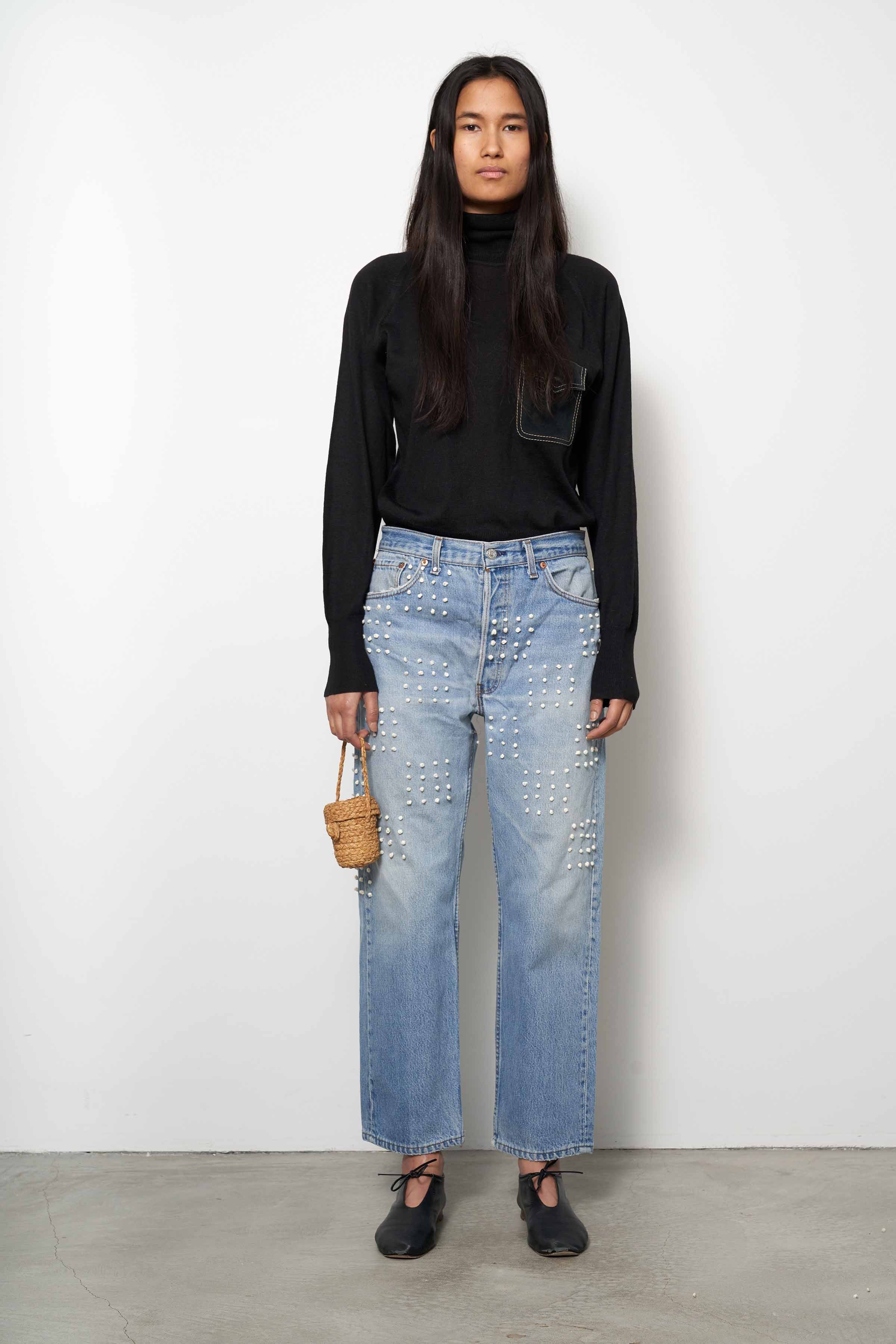 Vintage French Knot Checker Jean